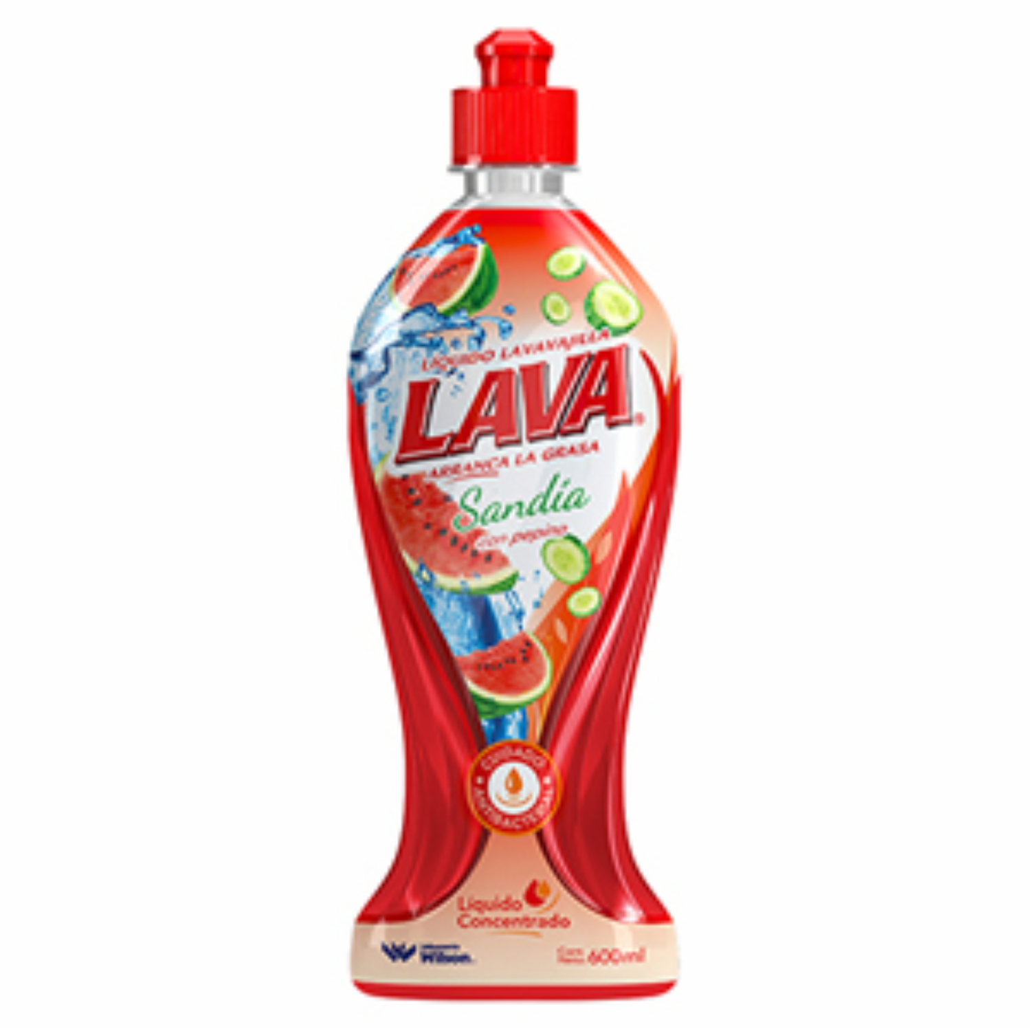 Lavavajilla Líquido Sandía Con Pepino LAVA 600 Ml