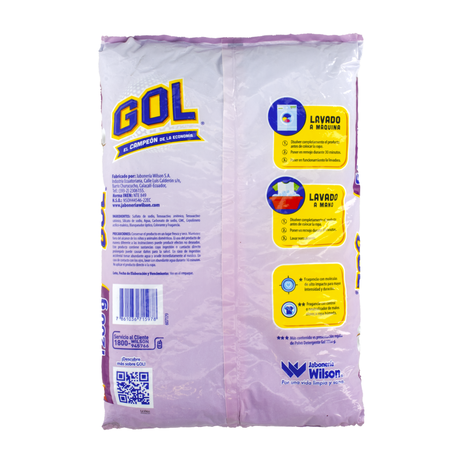 Detergente En Polvo Con Un Toque De Suavizante GOL 1200 G