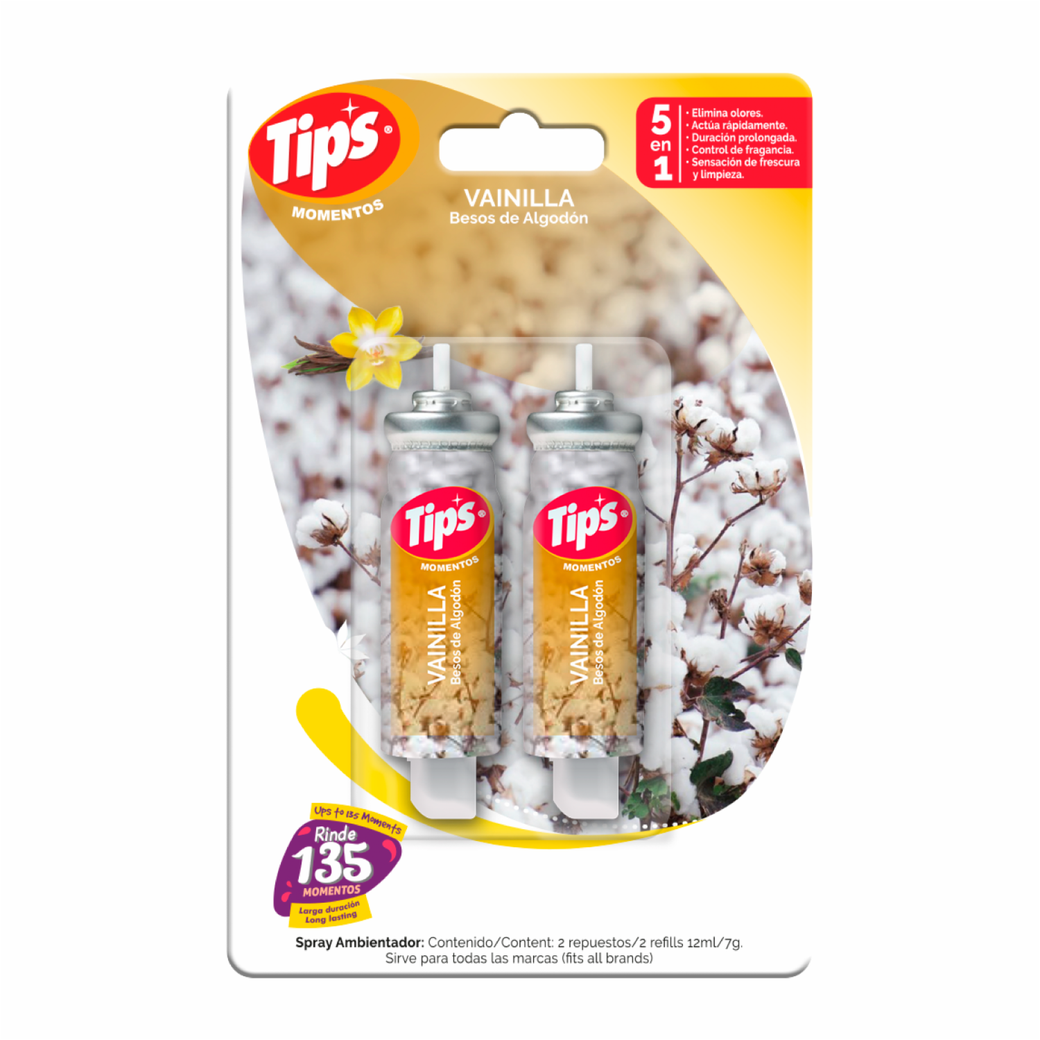 Desodorante Ambiental Momentos Besos Algodón Repuesto TIPS 12 Ml