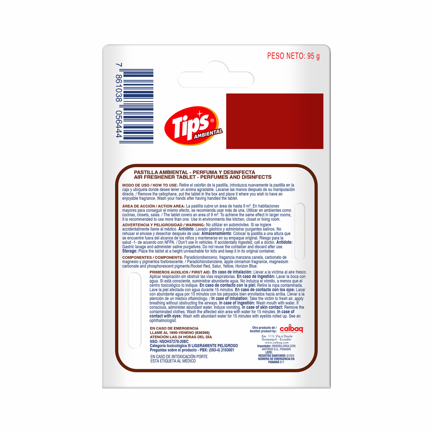 Pastilla Ambiental Manzana Con Canela TIPS 95 G