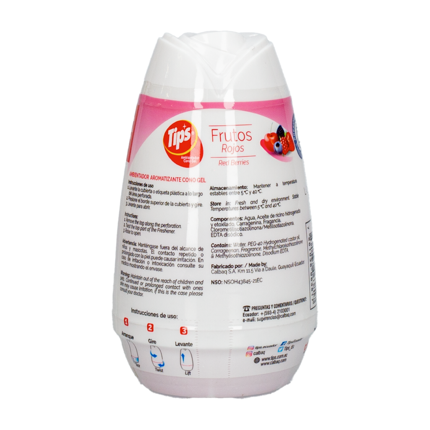 Ambiental En Gel Con Forma De Cono Con Aroma A Frutos Rojos TIPS 170 G