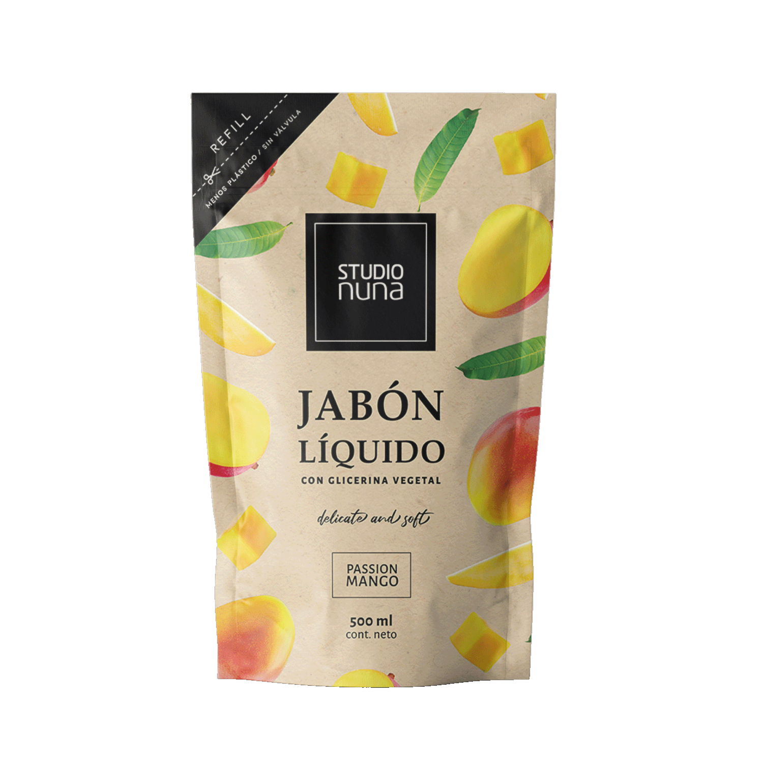 Jabón Líquido Con Glicerina Vegetal Aroma A Passion De Mango STUDIO NUNA 500 Ml