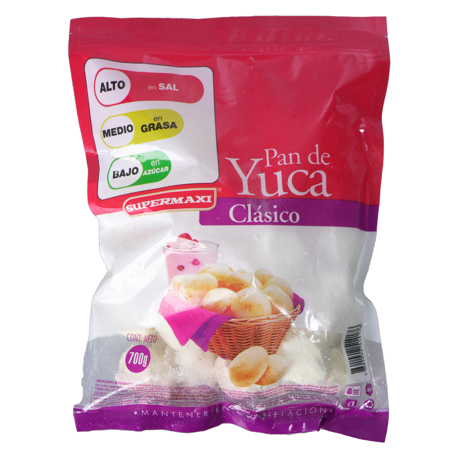 Pan De Yuca Clásico Congelado Con Queso Sin Gluten SUPERMAXI 700 G