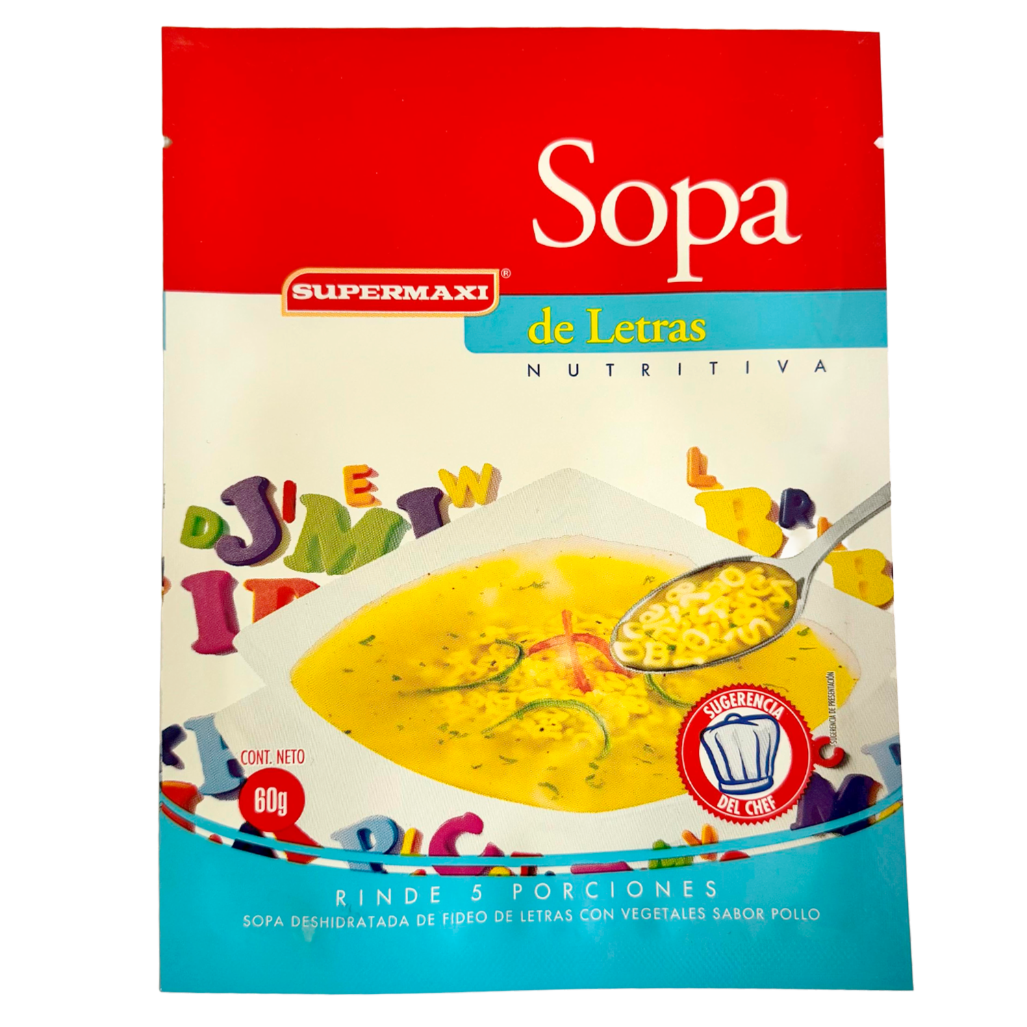 Sopa Instantánea Letras De Pollo SUPERMAXI 60 G