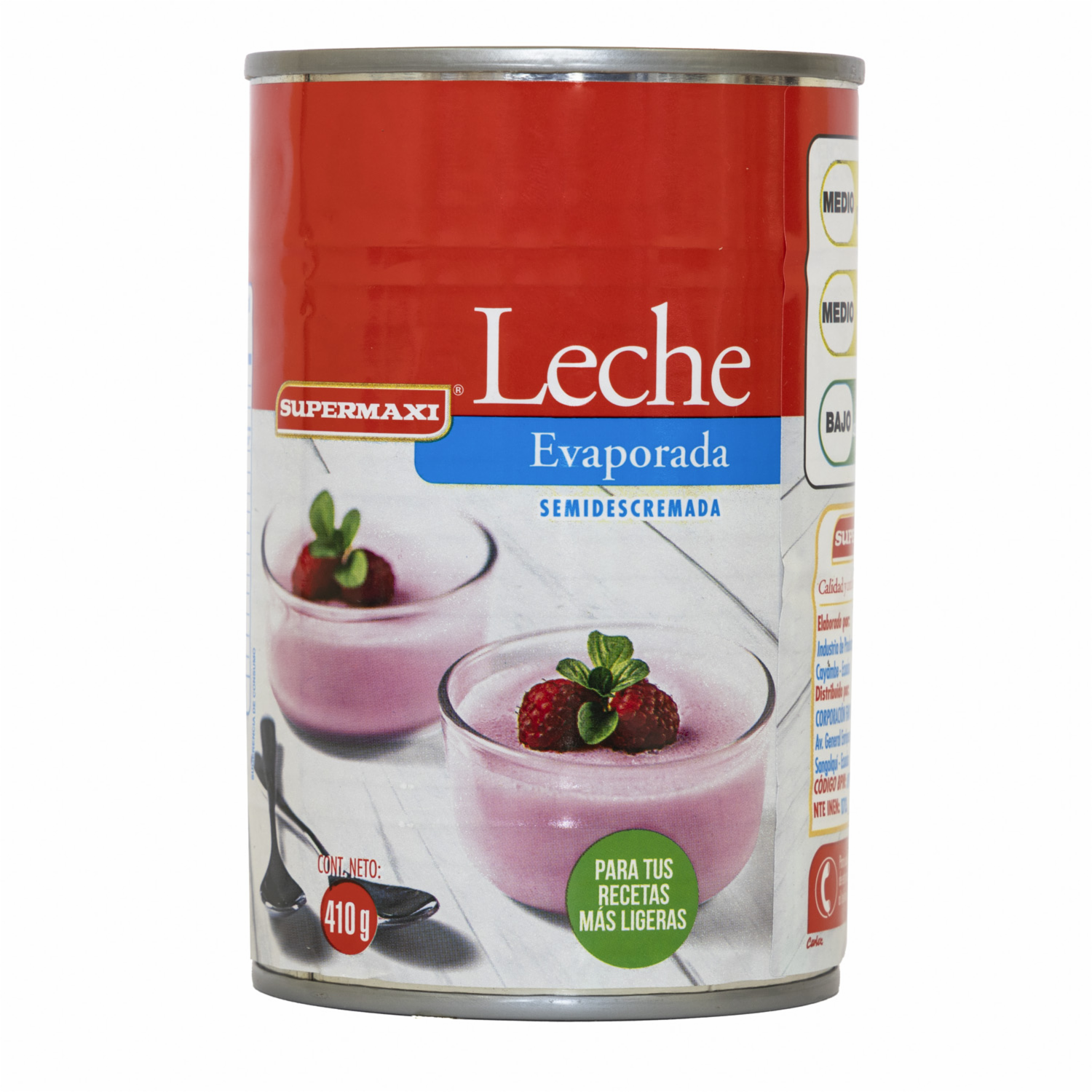 Leche Evaporada Semidescremada SUPERMAXI 410 G