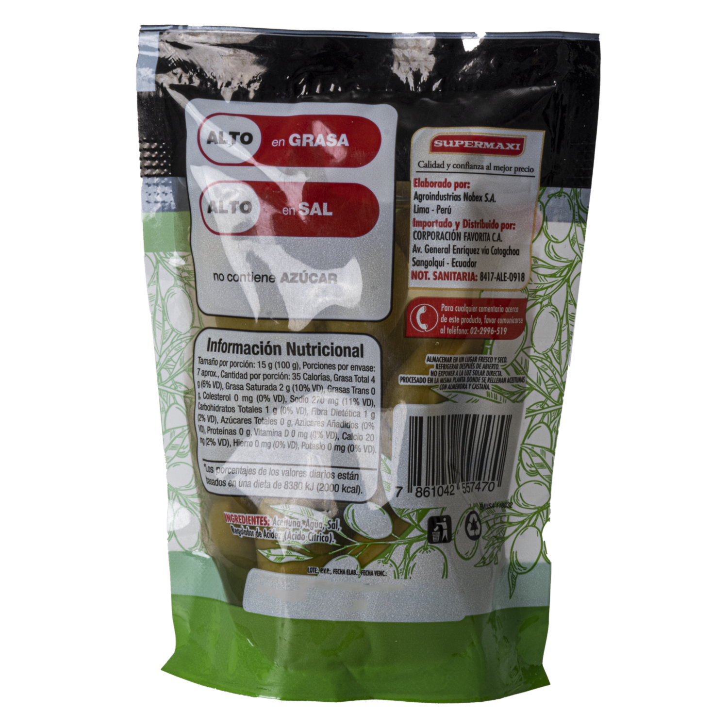 Aceitunas Verdes Enteras Doy Pack SUPERMAXI 180 G