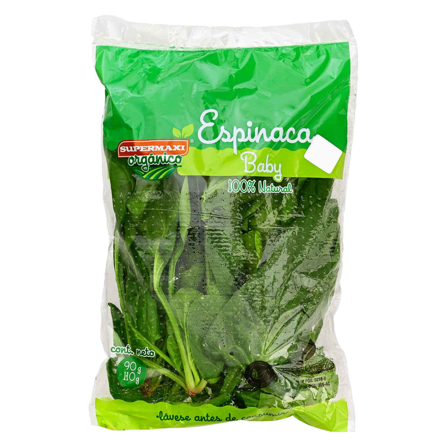 Espinaca Baby Orgánica SUPERMAXI Funda