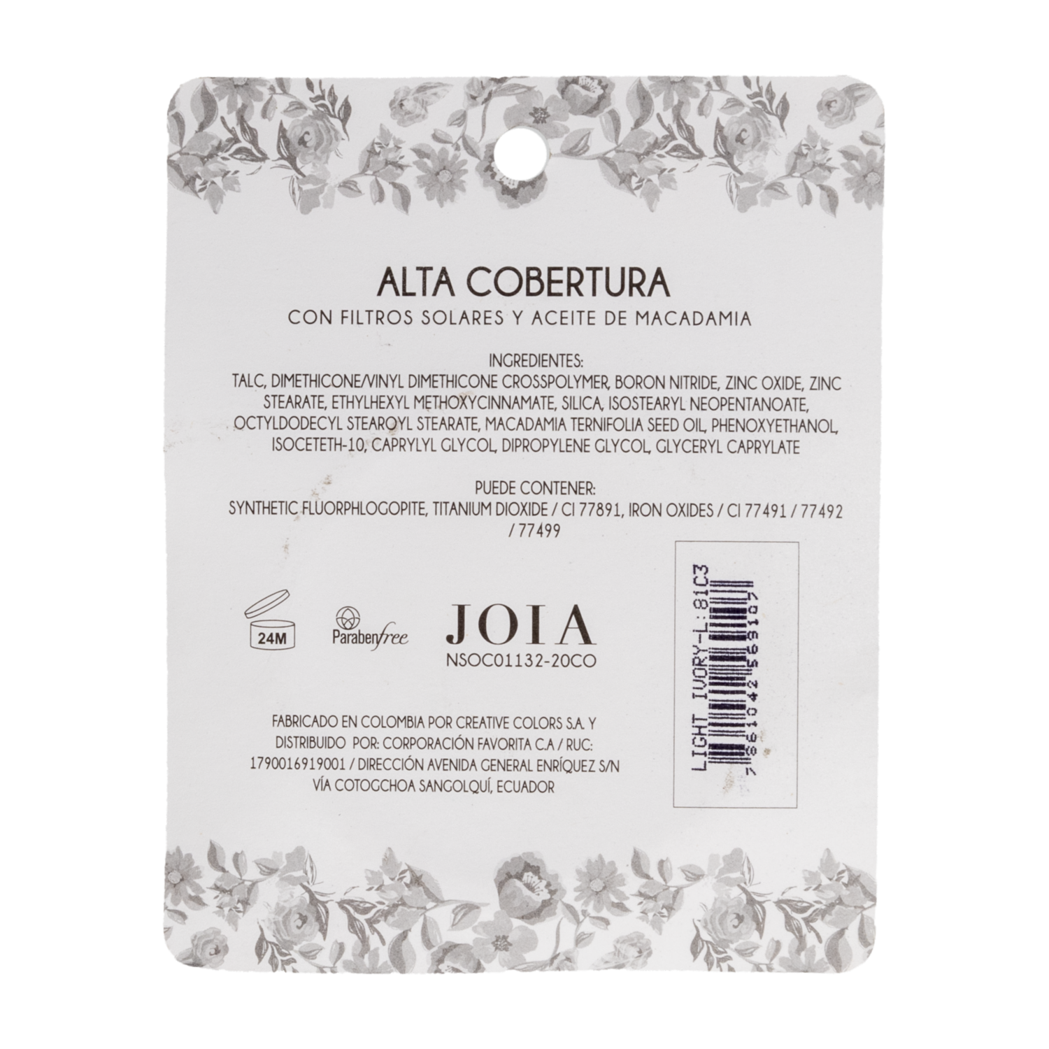 Polvo Compacto Tono Light Ivory JOIA Unidad