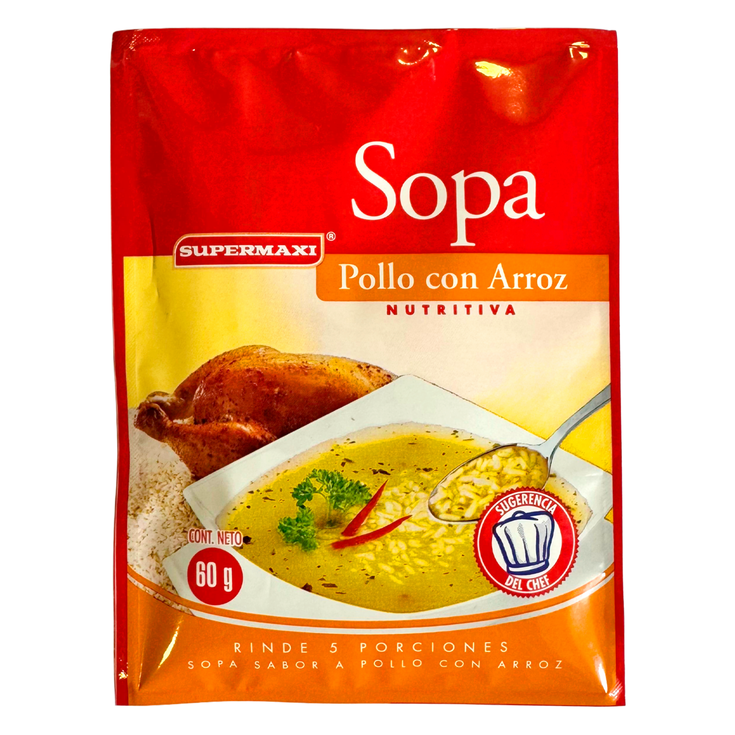 Sopa Instantánea De Pollo Con Arroz SUPERMAXI 60 G