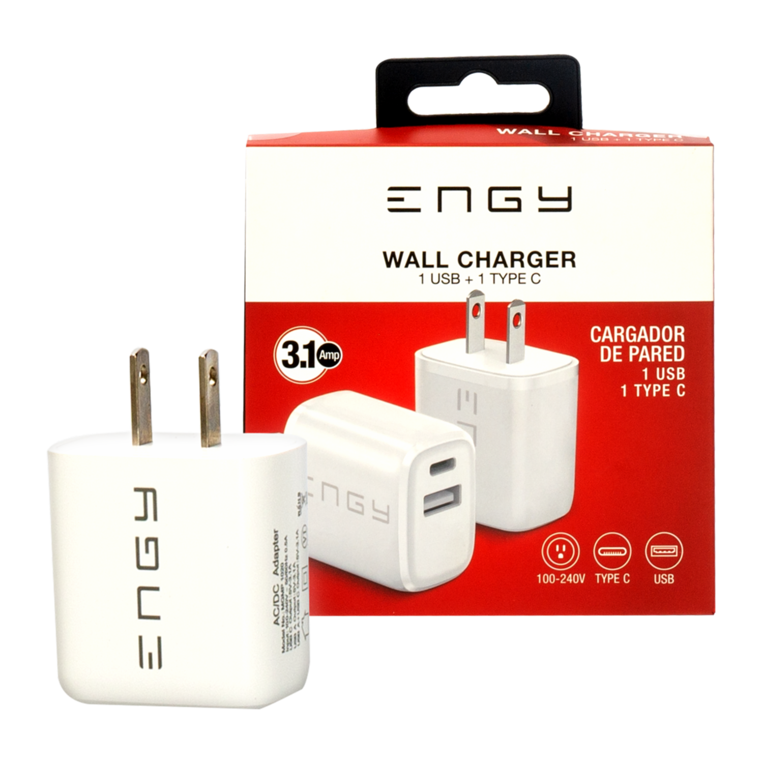Cargador Pared ENGY Tipo C  y USB-A