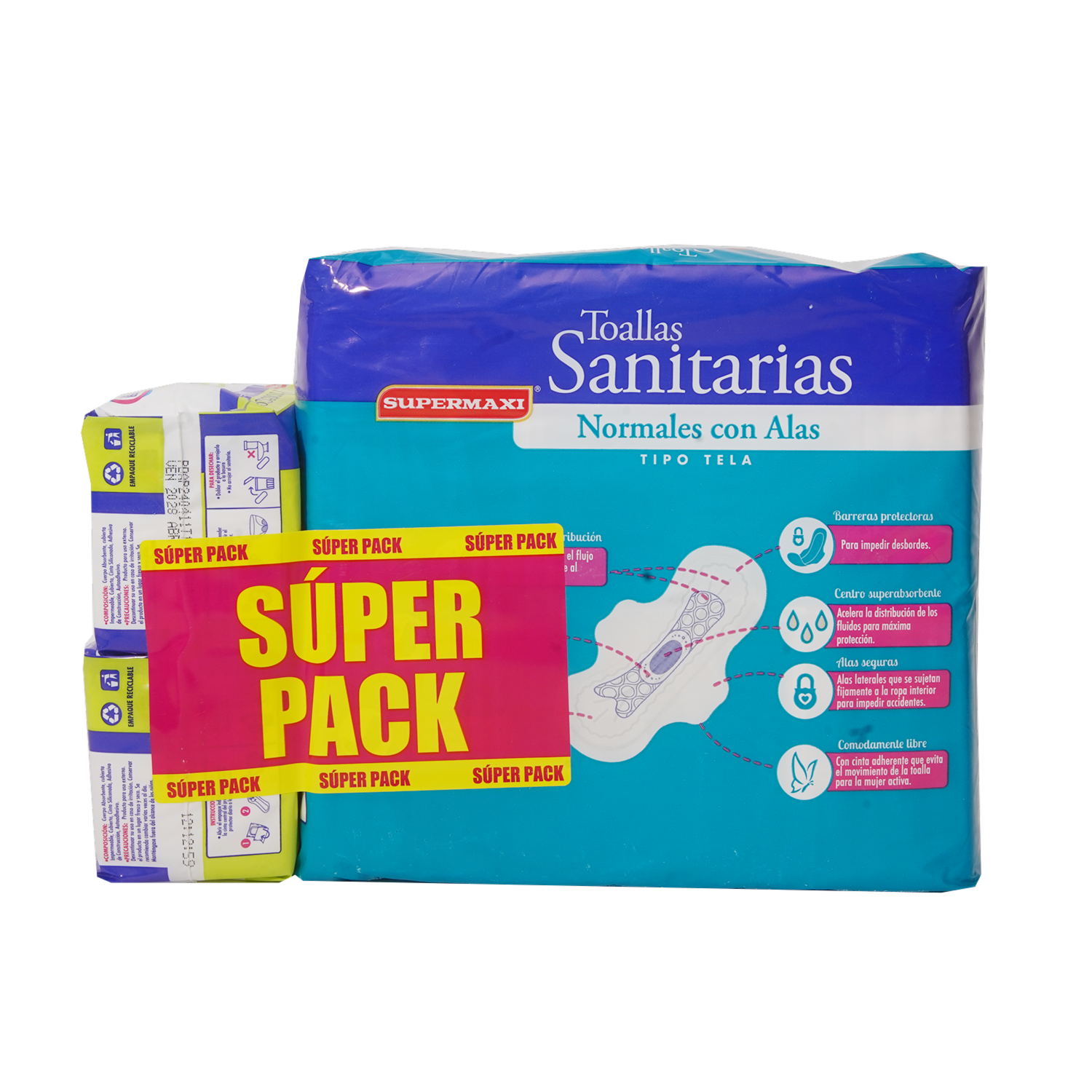 Toallas Sanitarias + Protector SUPERMAXI X 40 Uds + 2 Pack X 15 Uds