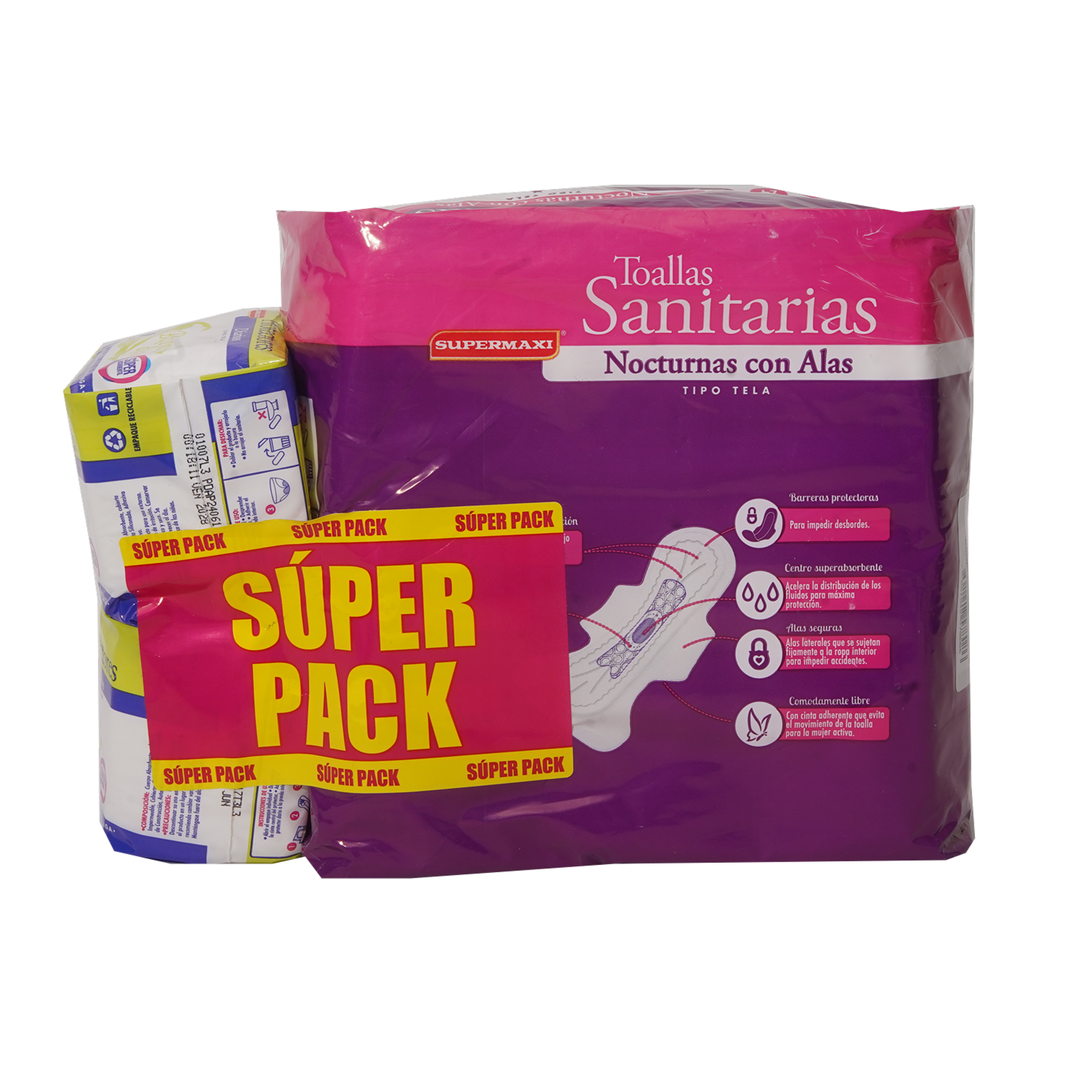 Toalla Sanitaria + Protector SUPERMAXI 24 U + 2 Pack X 15 U