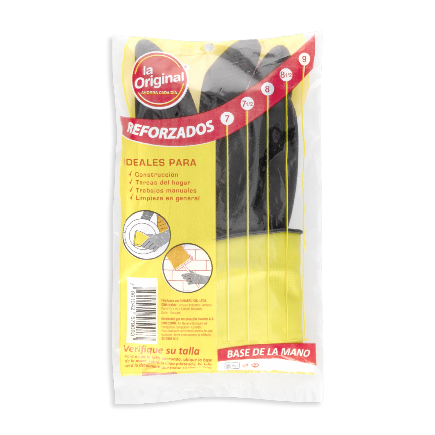 Guantes De Nitrilo Multiusos Bicolor Antideslizantes Resistentes Y Durables LA ORIGINAL Talla 7 1/2