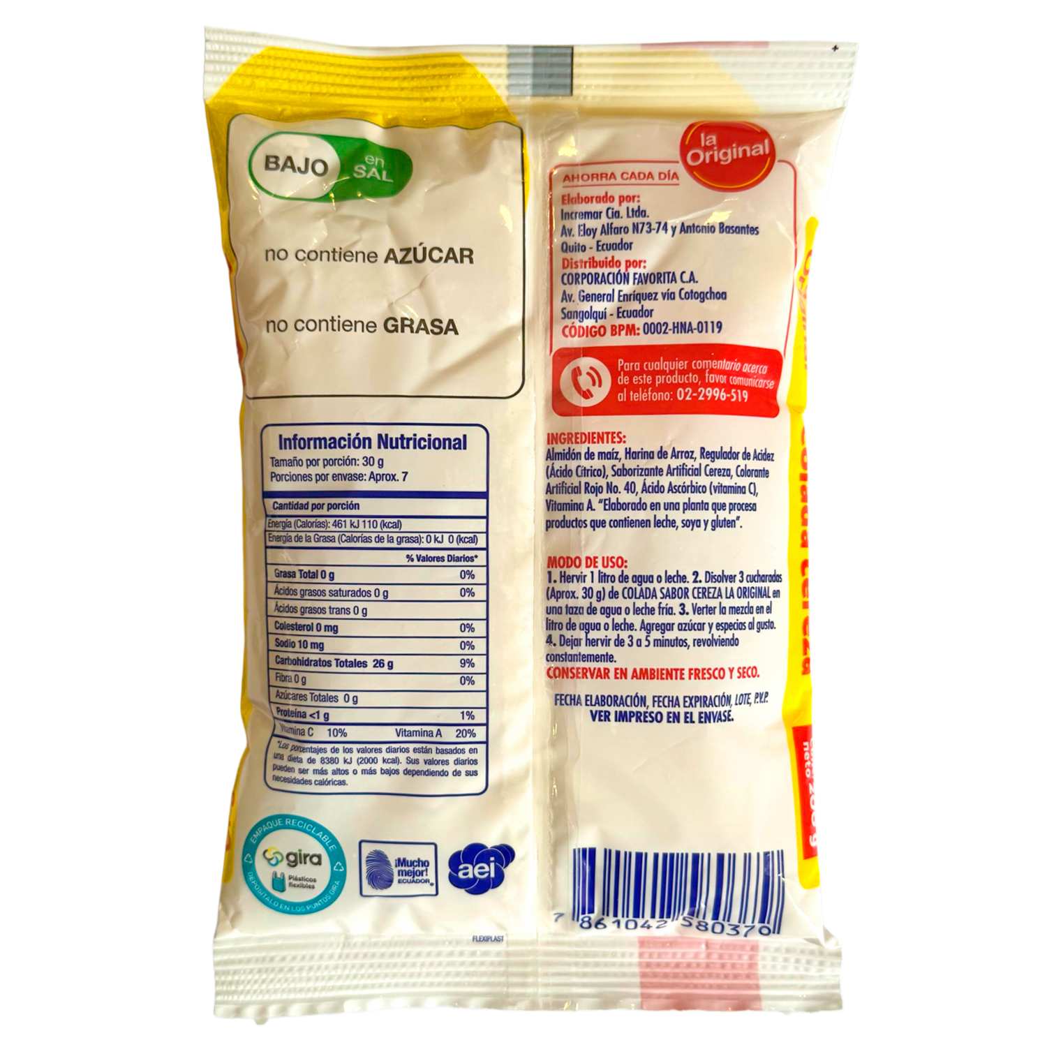 Colada Sabor Cereza LA ORIGINAL 200 G