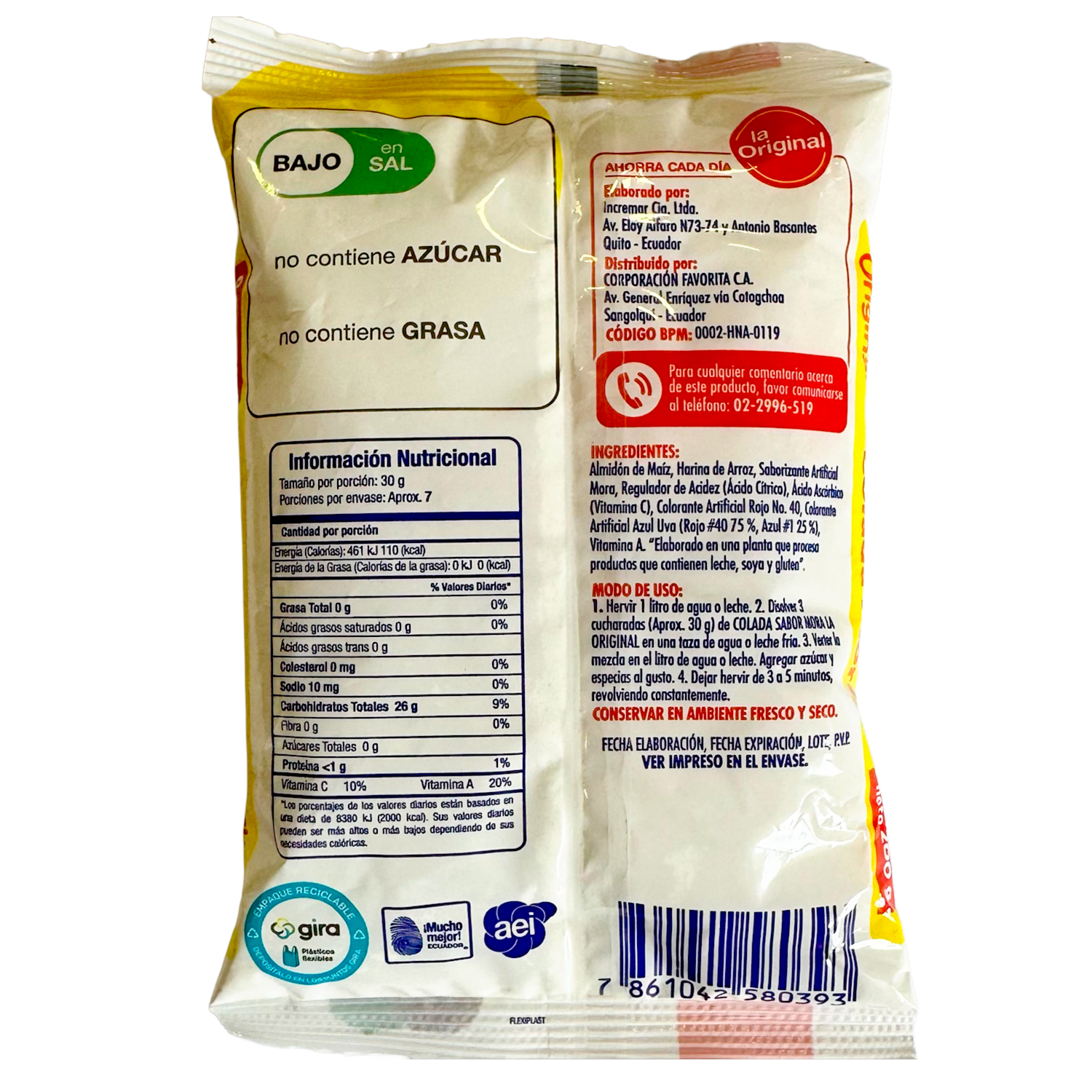 Colada Sabor Mora LA ORIGINAL 200 G