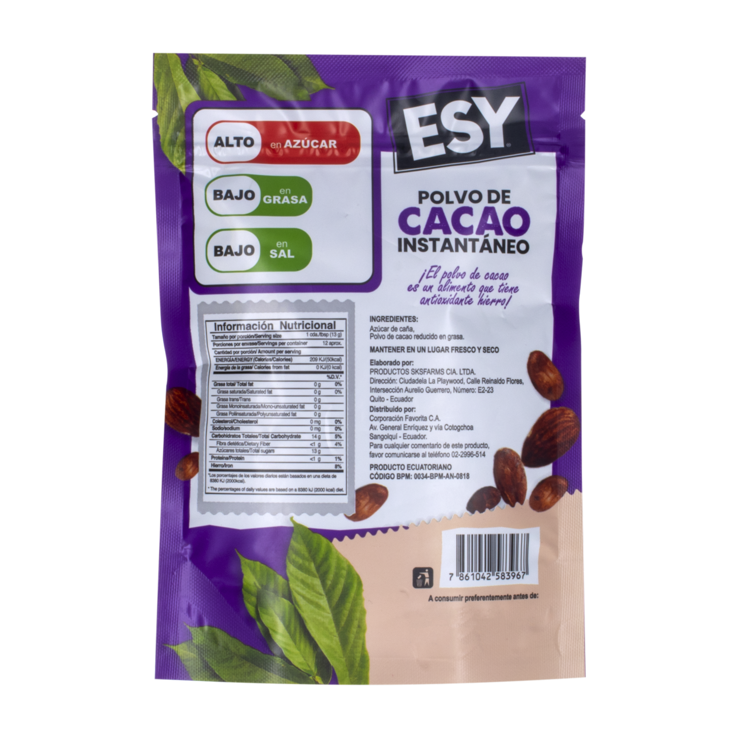 Cocoa En Polvo Instantáneo ESY 160 G