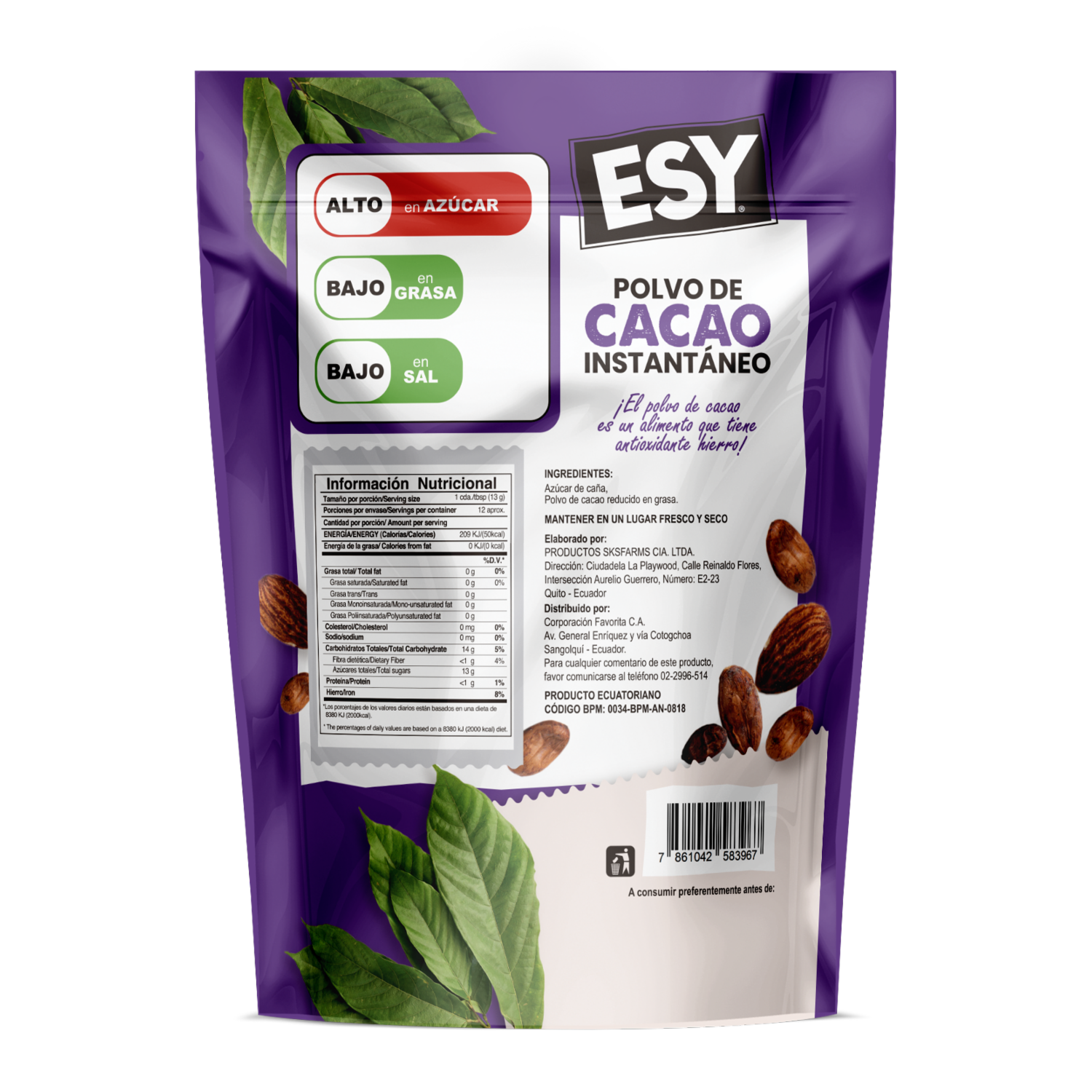 Cocoa En Polvo Instantáneo ESY 160 G