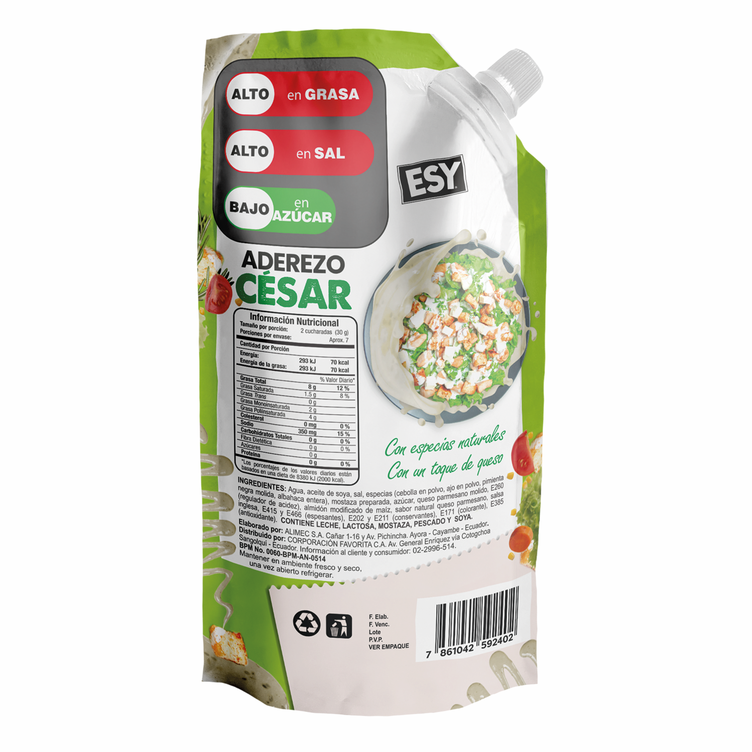 Aderezo César Con Especias Naturales Sin Sabores Artificiales ESY 200 G