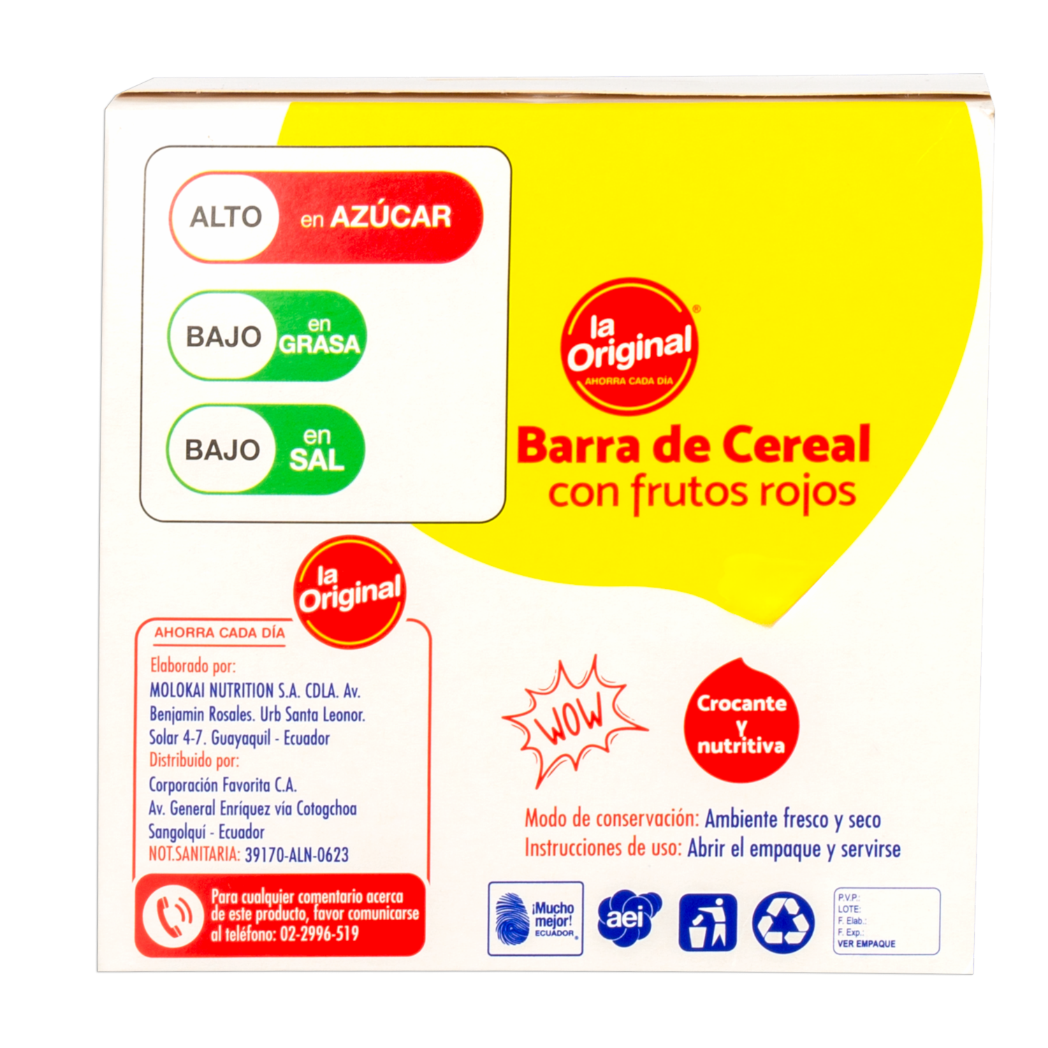 Barra De Cereal Sabor A Frutos Rojos LA ORIGINAL 138 G