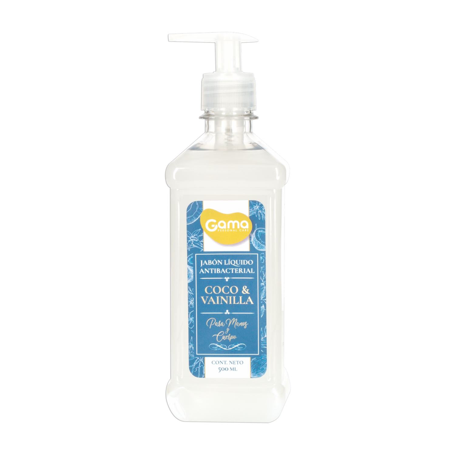 Jabón Líquido Antibacterial Fragancia A Coco Y Vainilla GAMA 500 Ml