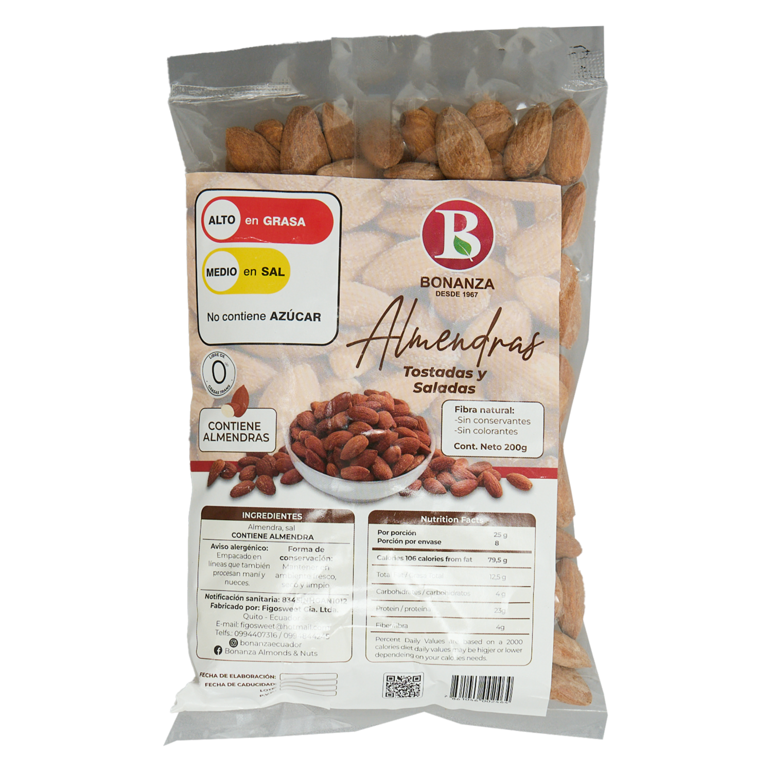 Almendras Tostada Salada BONANZA Funda