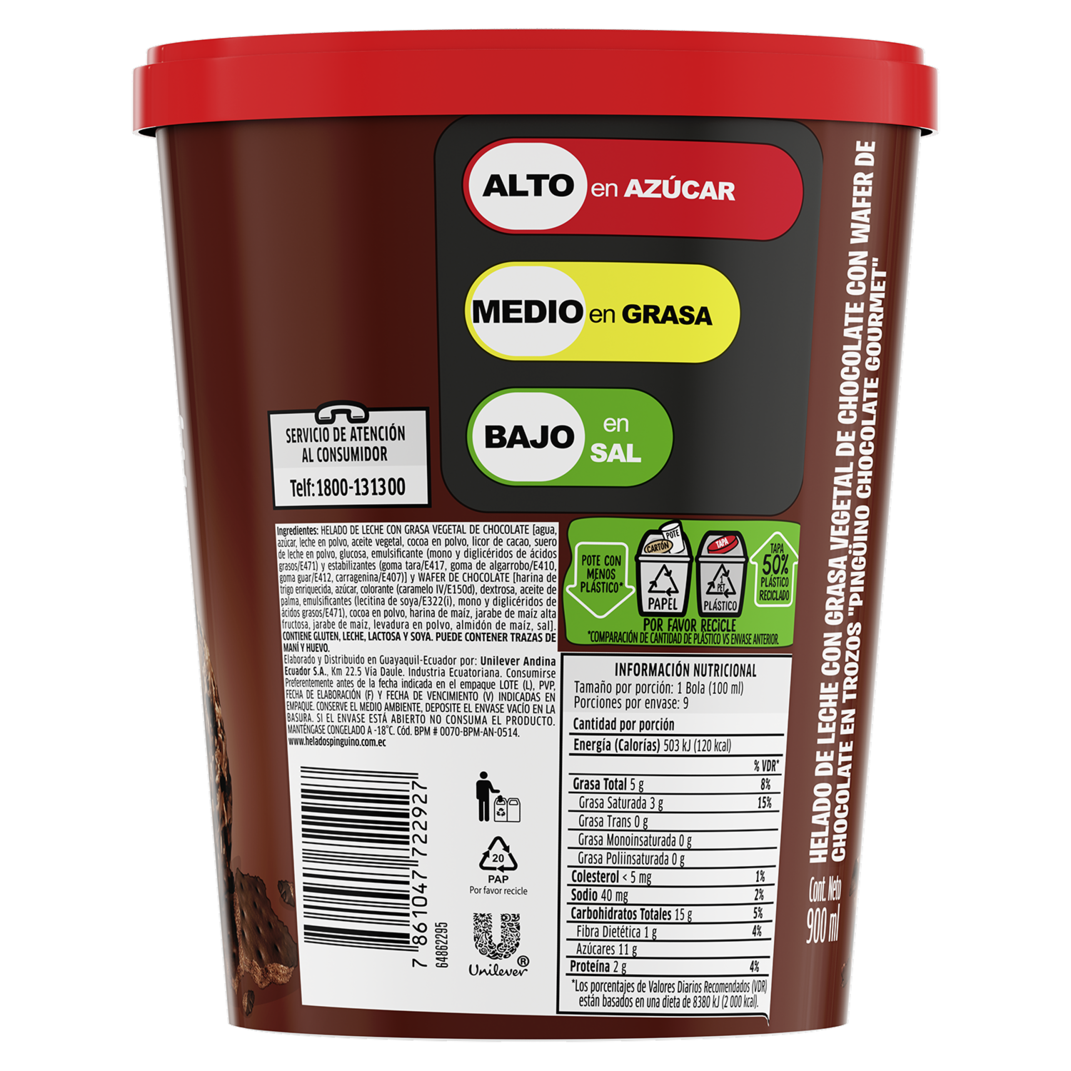 Helado Chocolate Gourmet PINGÜINO 900 Ml