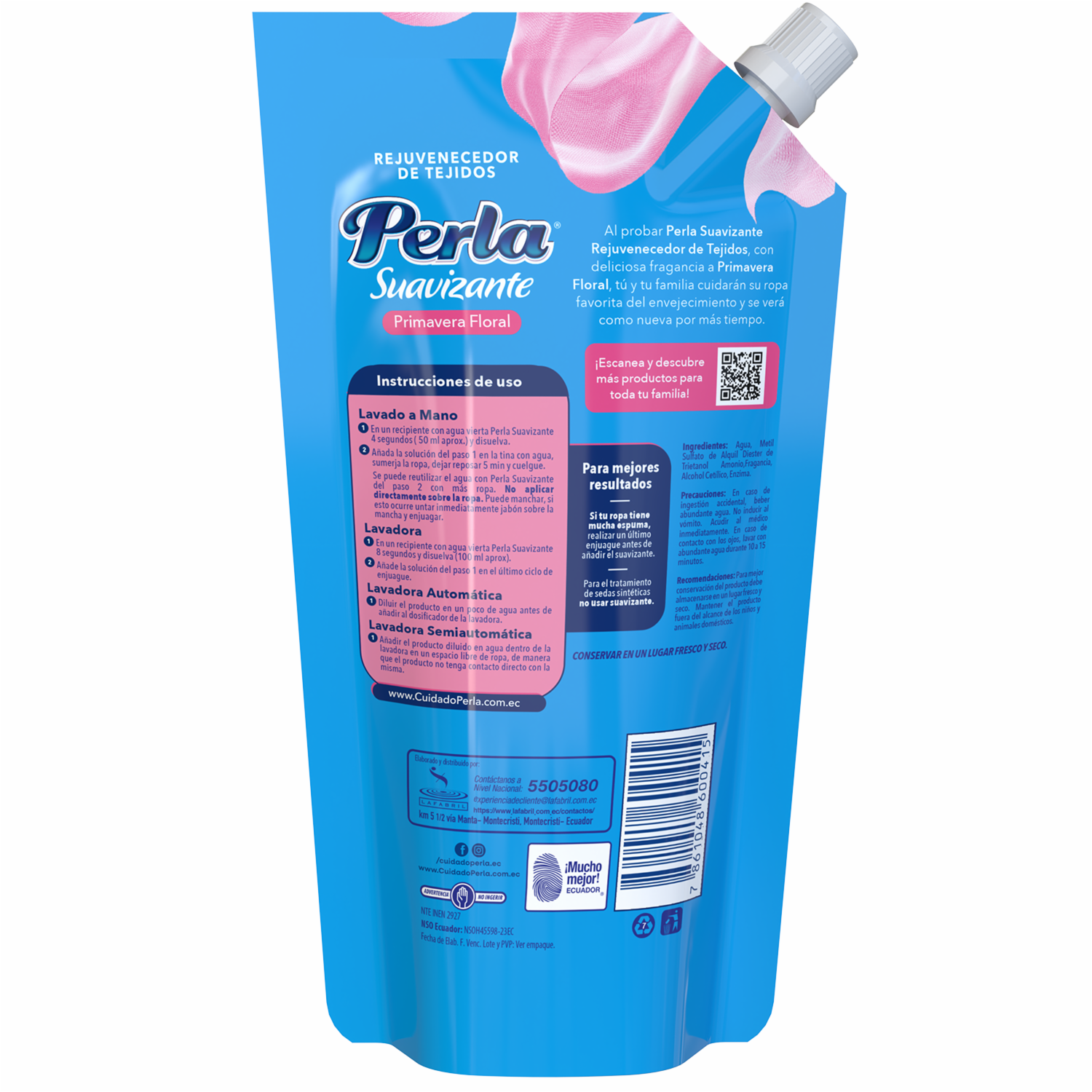 Suavizante De Ropa Primavera Floral Doy Pack PERLA 400 Ml