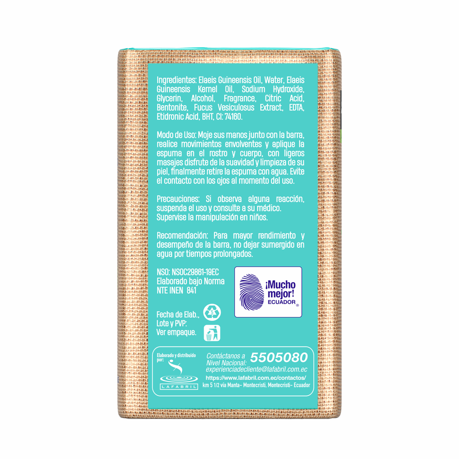 Jabón De Tocador Algas Marinas Frescura Natural NINACURO 360 G