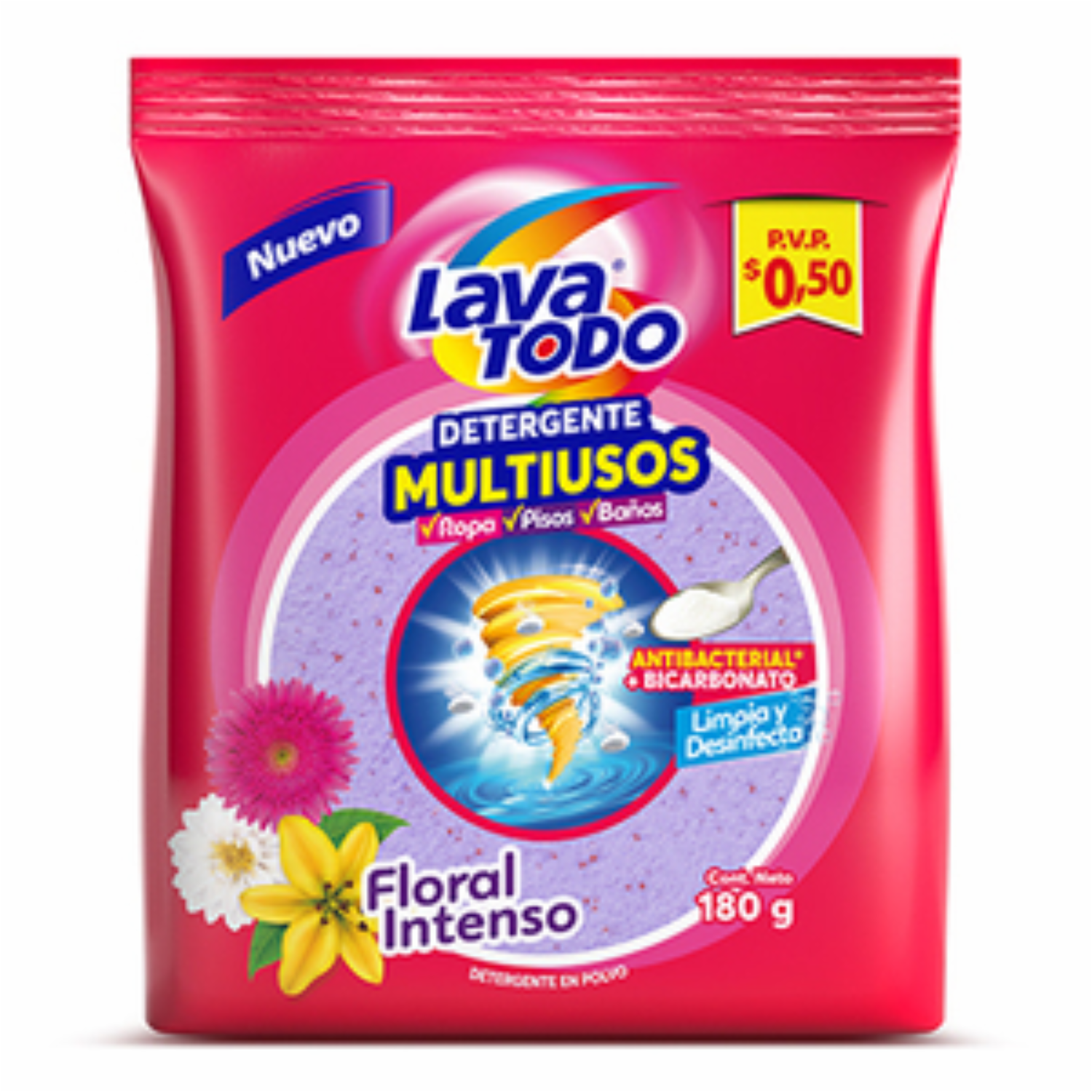 Detergente En Polvo Multiusos Con Aroma Floral LAVATODO 180 G