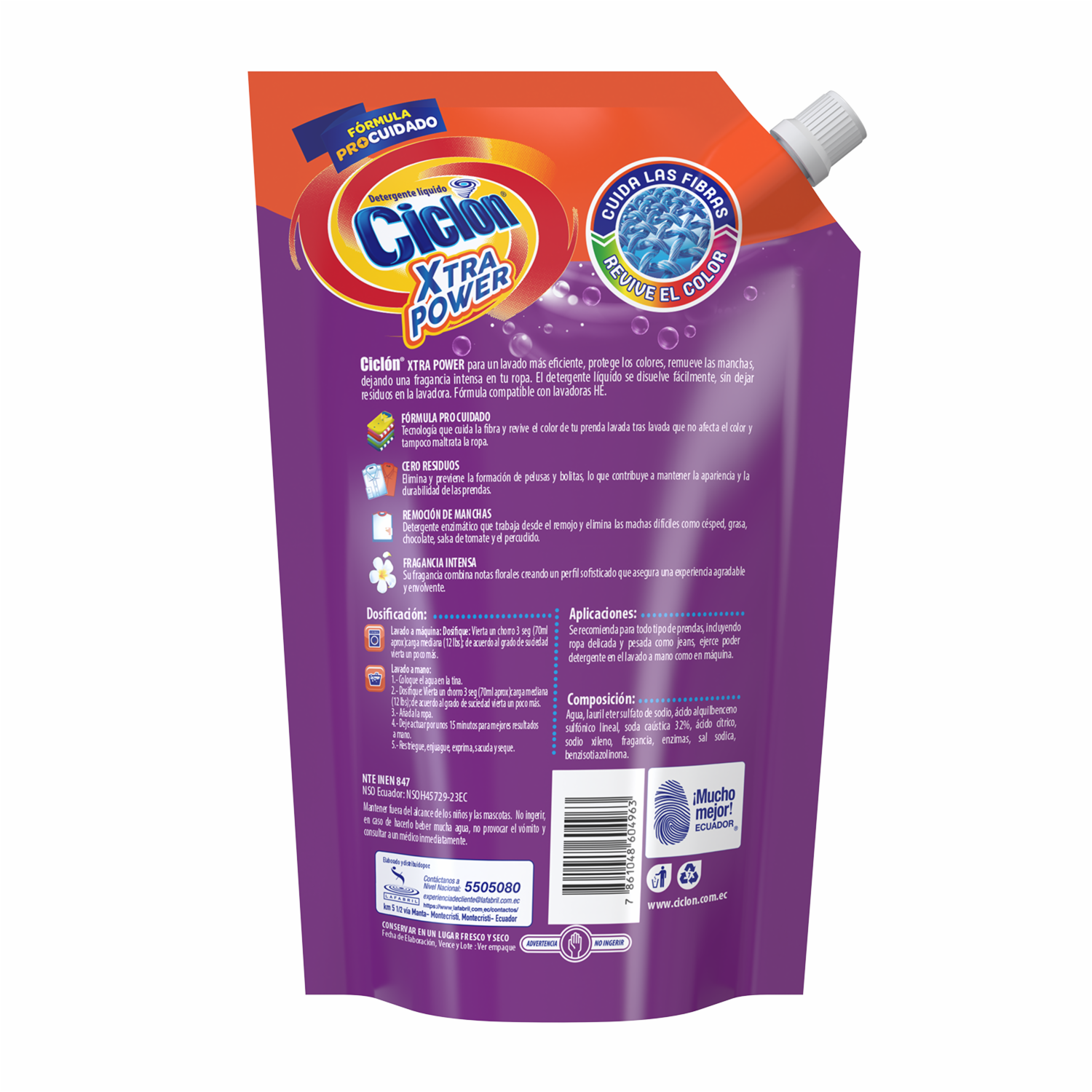 Detergente Líquido Xtra Power CICLÓN 900 Ml