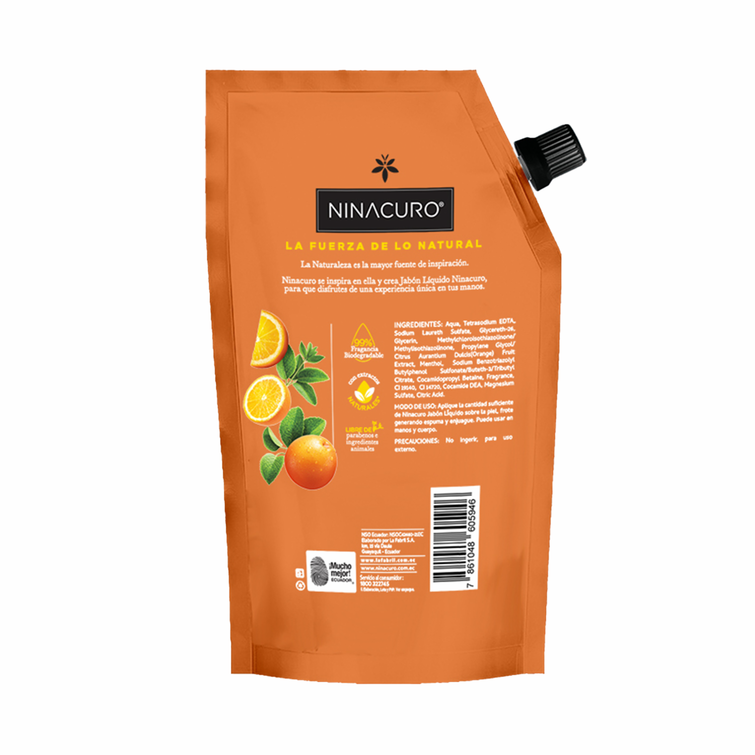Jabón Líquido Brisa Naranja Y Menta NINACURO 500 Ml