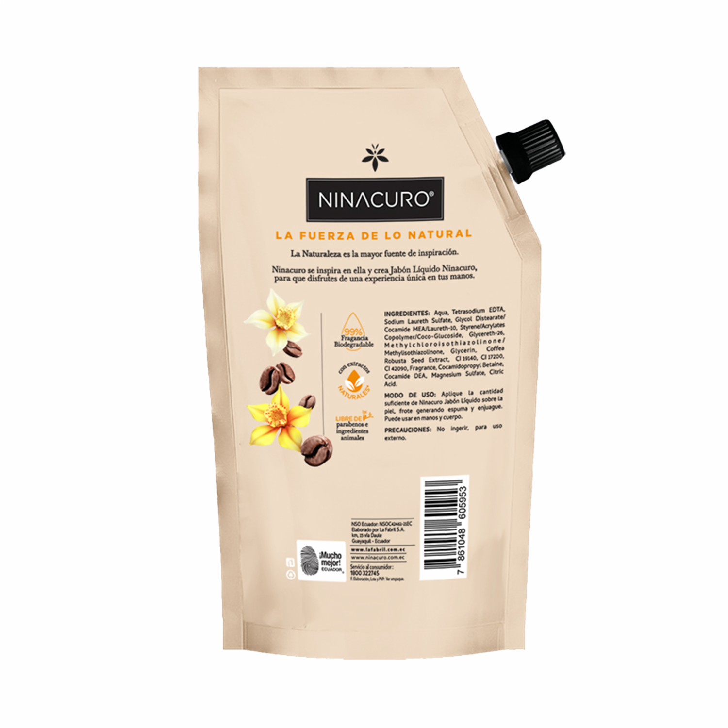 Jabón Líquido Café Y Vainilla NINACURO 500 Ml