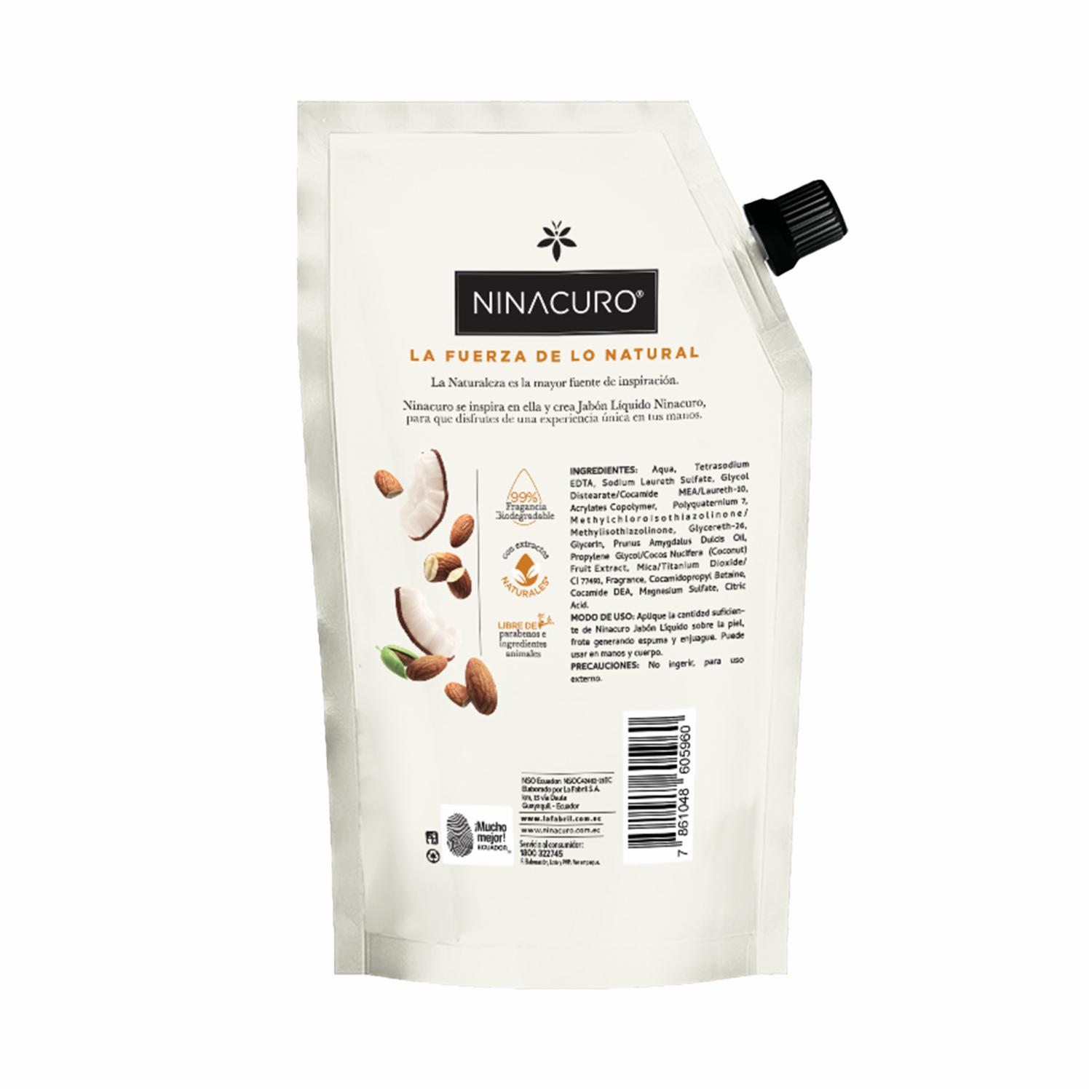 Jabón Líquido Dulce De Coco Y Almendras NINACURO 500 Ml