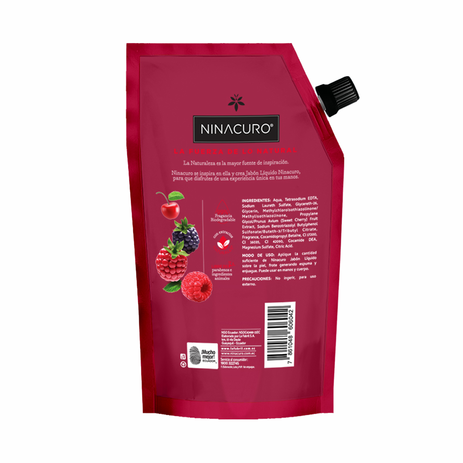 Jabón Líquido Pasión De Frutos Rojos NINACURO 500 Ml