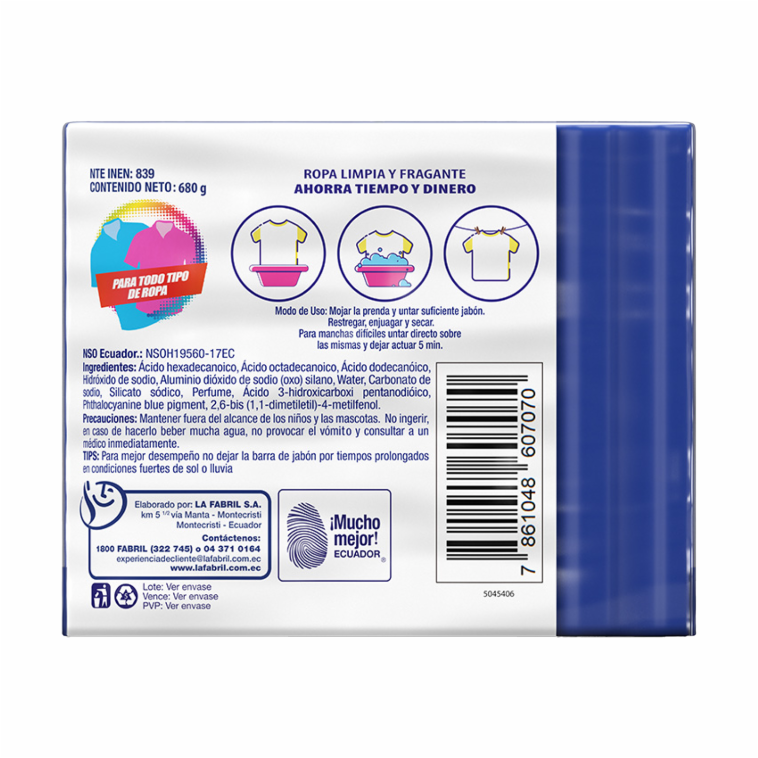 Jabón De Ropa Azul Para Lavar LAVATODO 680 G