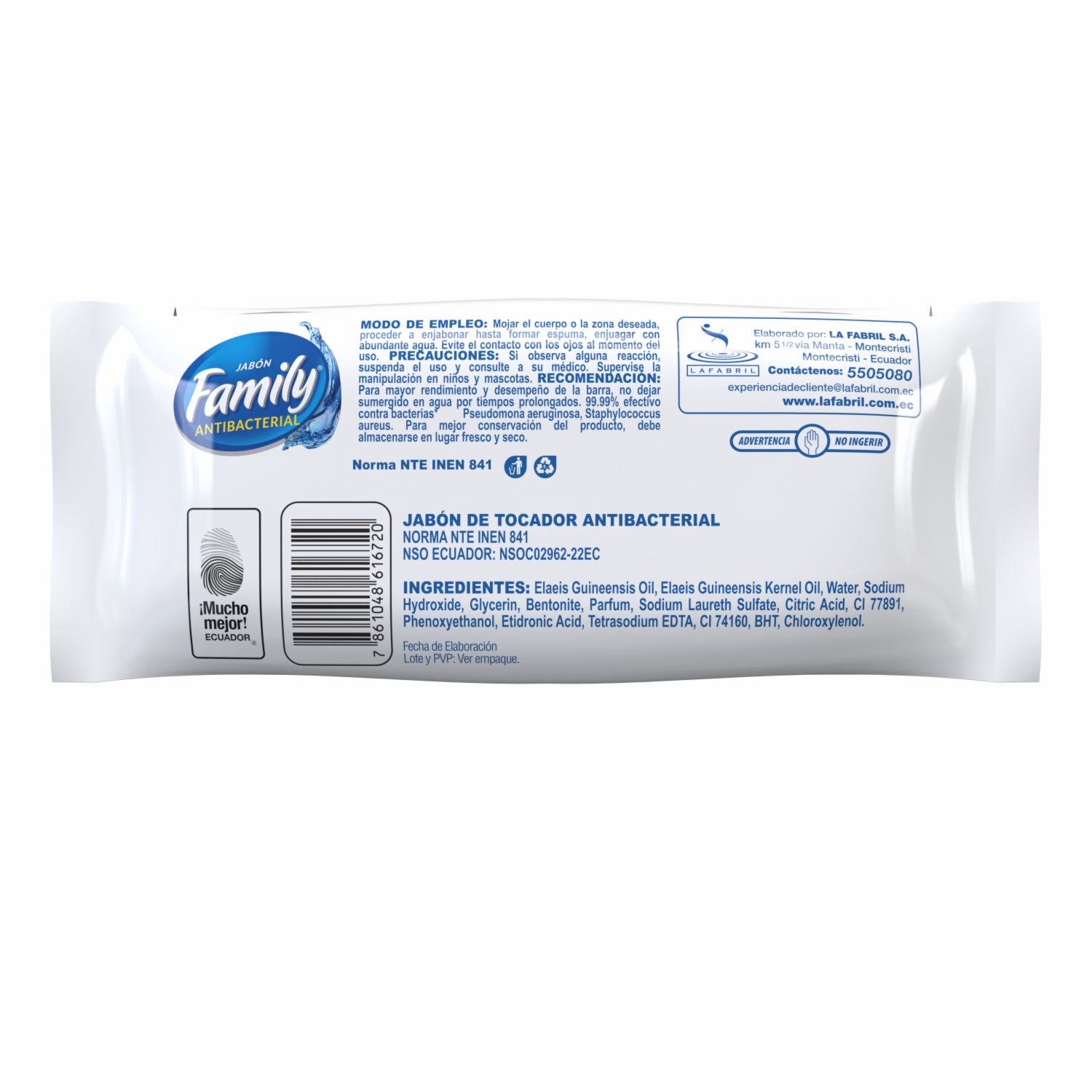 Jabón De Tocador En Barra Antibacterial FAMILY 270 G