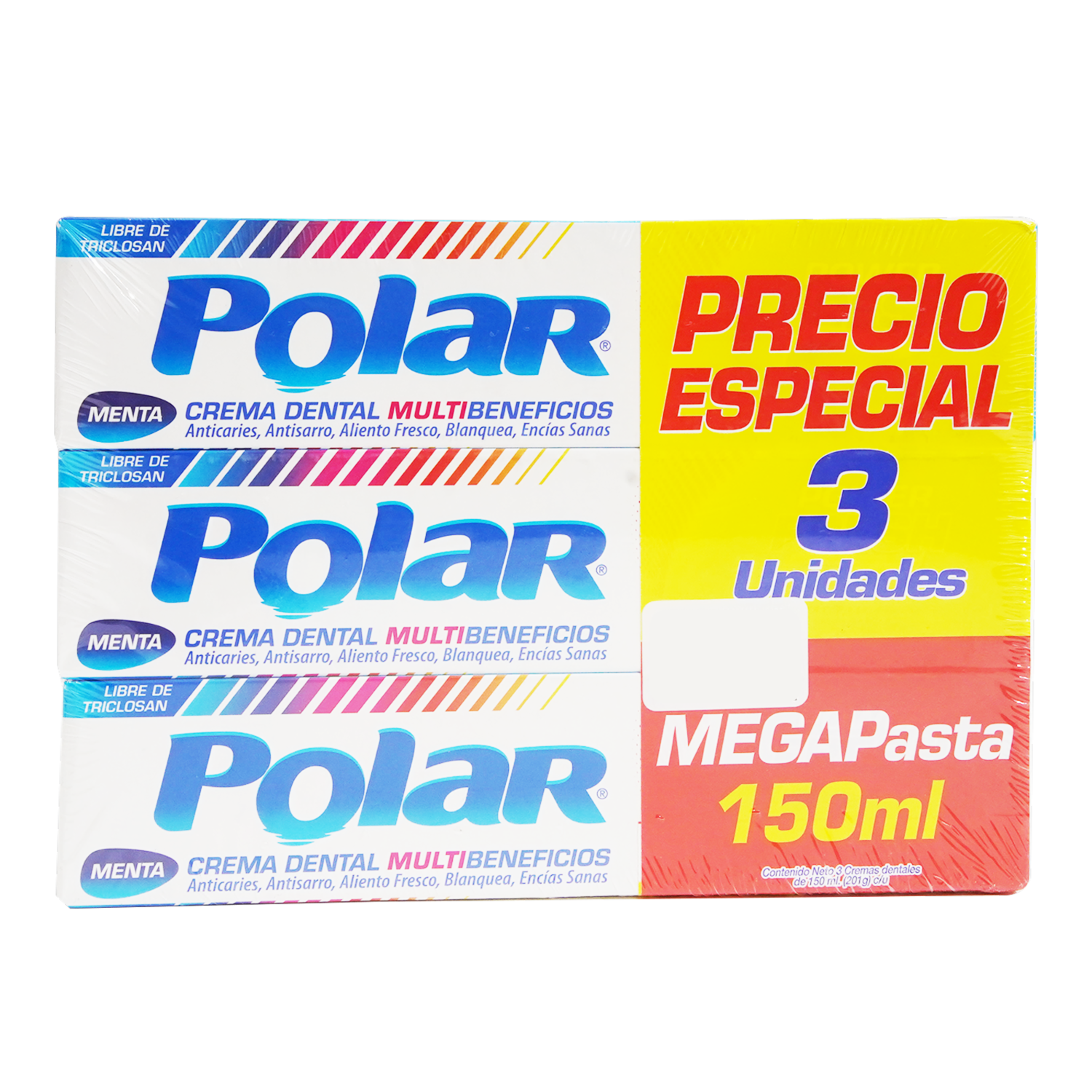 Pasta Dental Sabor A Menta POLAR 3X150 Ml