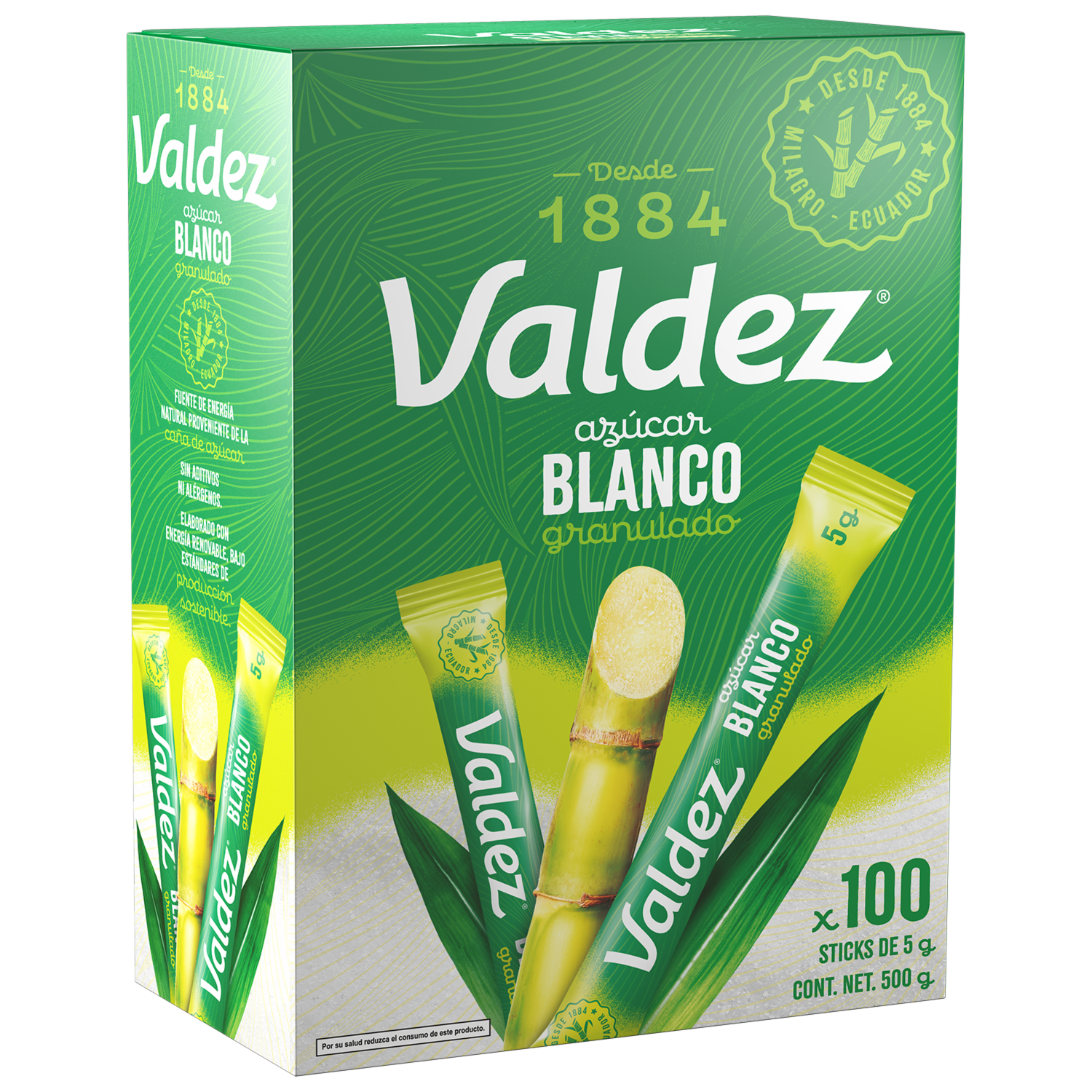 Azúcar Blanca Granulada En Stiks VALDEZ 100 X 5 G