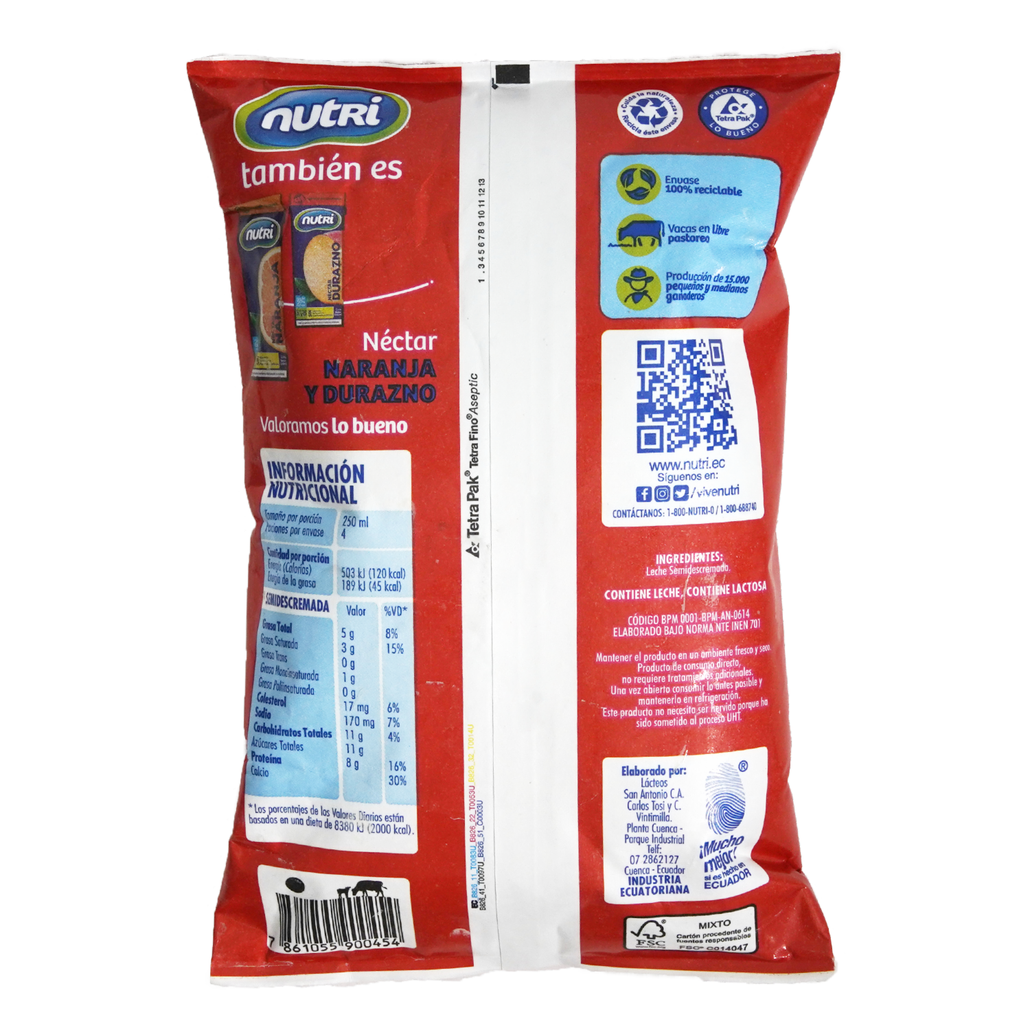 Leche Semidescremada Uht Tetrafino NUTRI Tetrapack