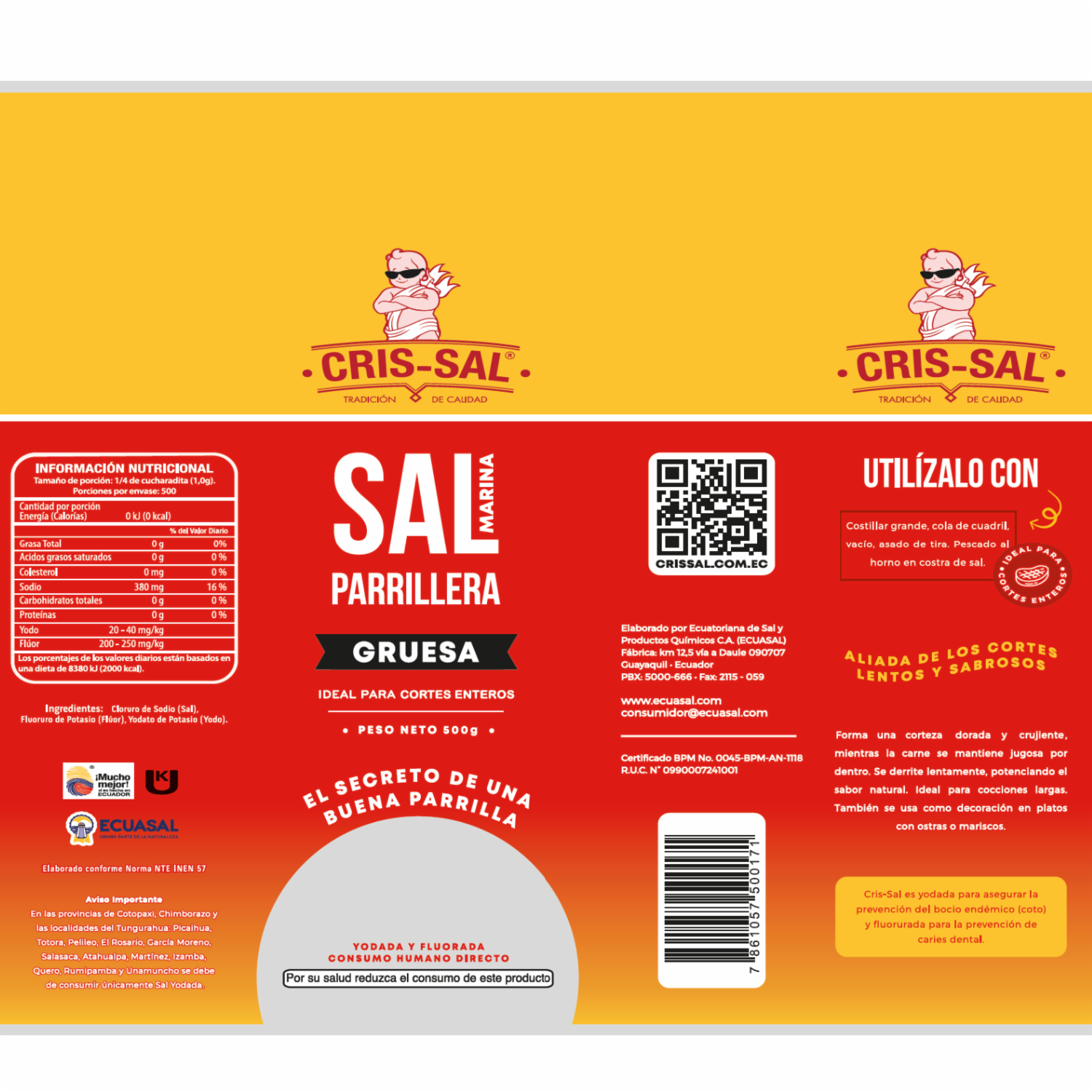 Sal Parrillera En Salero CRIS-SAL 500 G