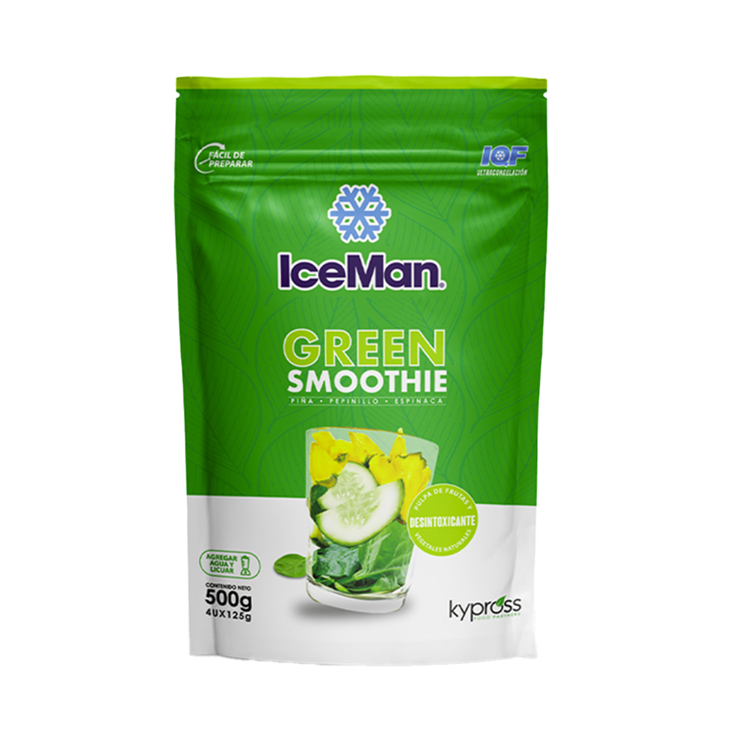 Green Smoothie Piña, Pepinillo, Espinaca ICEMAN 4 Uds X 125 G