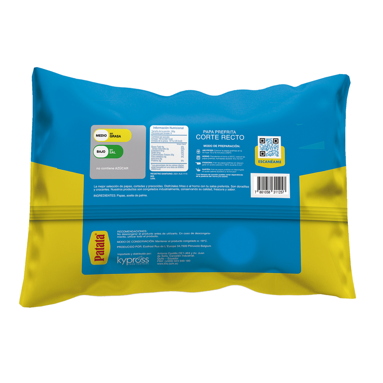 Papas Prefritas Congeladas Patata Corte Recto ICEMAN 900 G