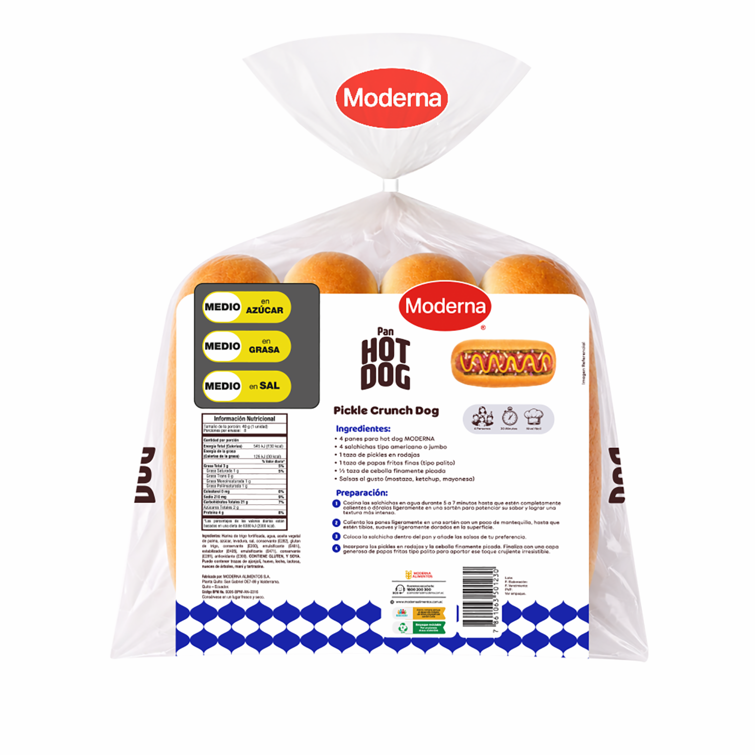 Pan Hot Dog Fiesta MODERNA 270 G