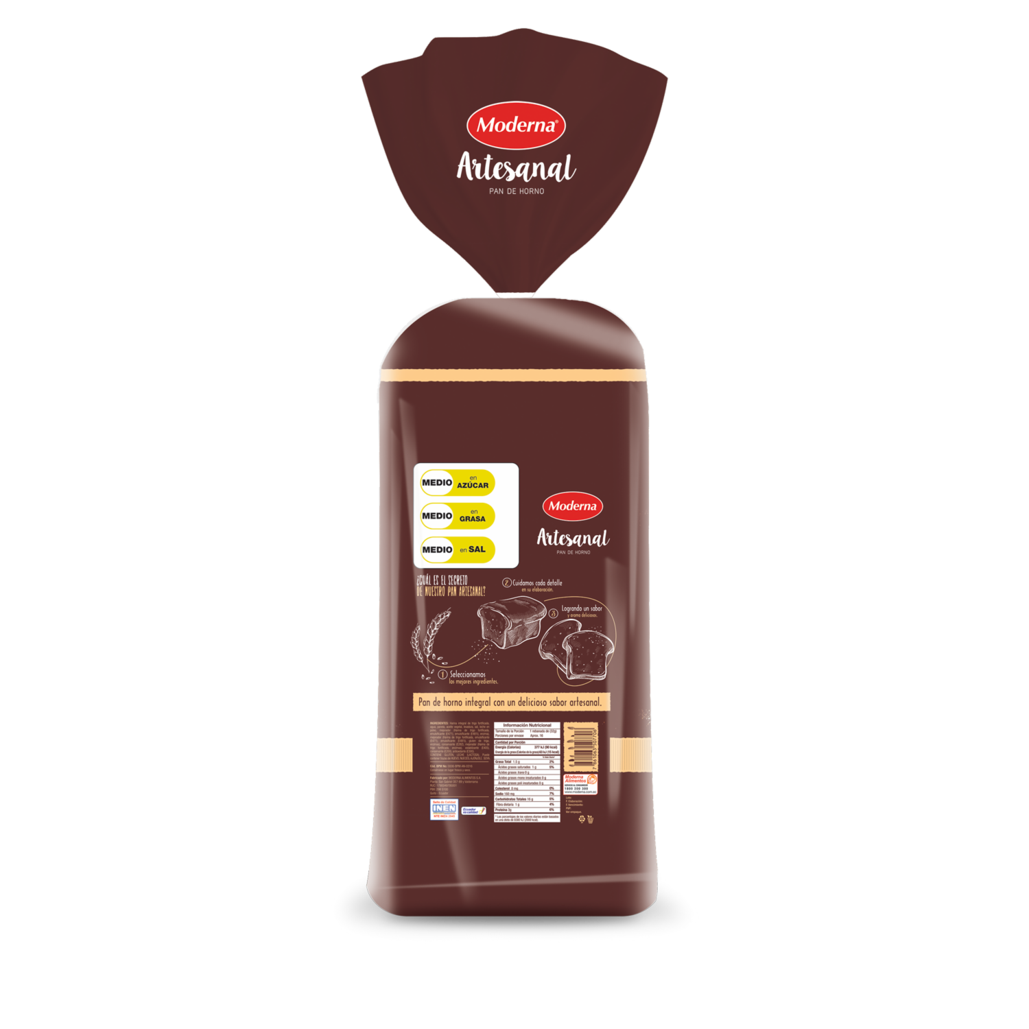 Pan Artesanal Integral MODERNA 500 G