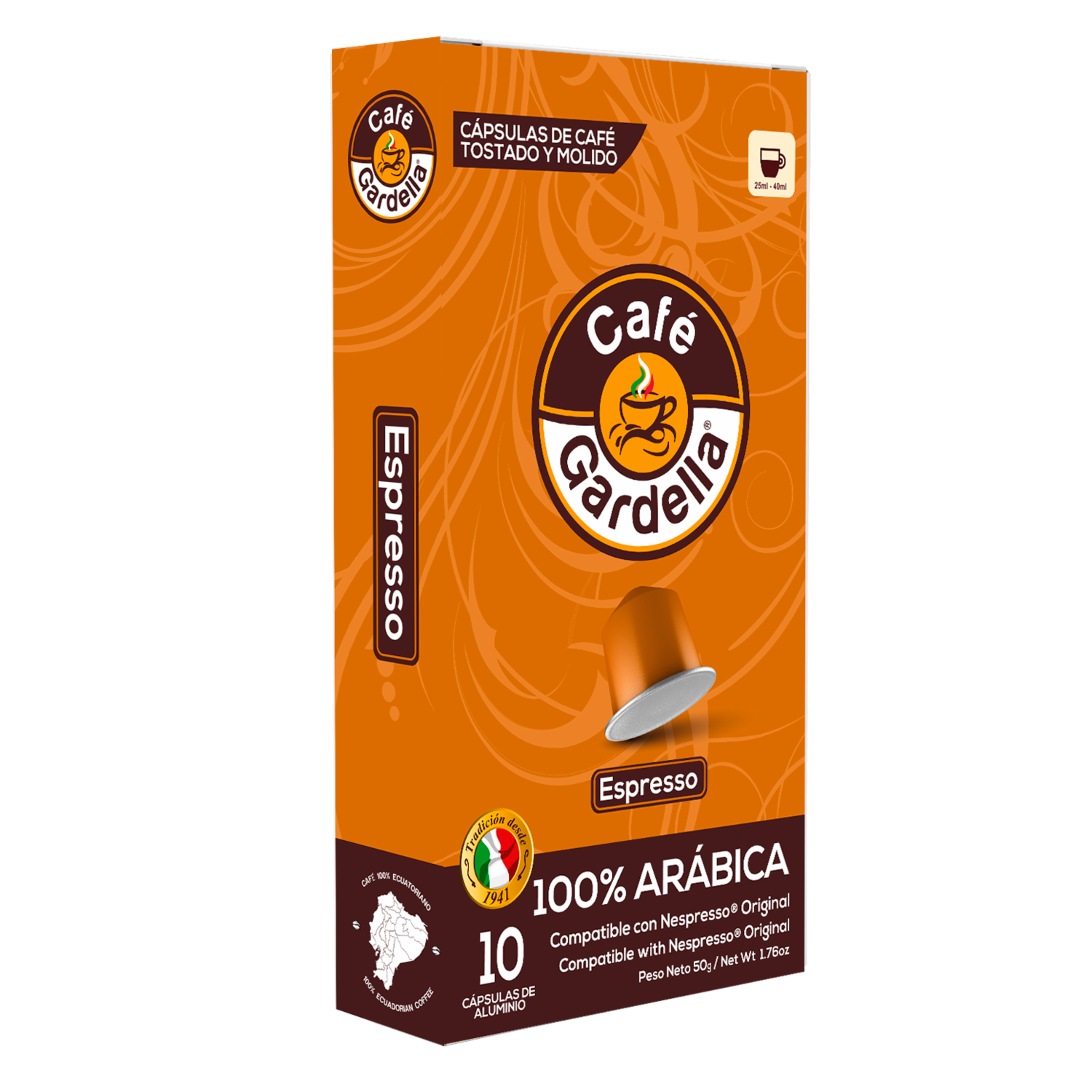 Café En Cápsulas Espresso Compatibles Nespresso Original GARDELLA 10 X 5G