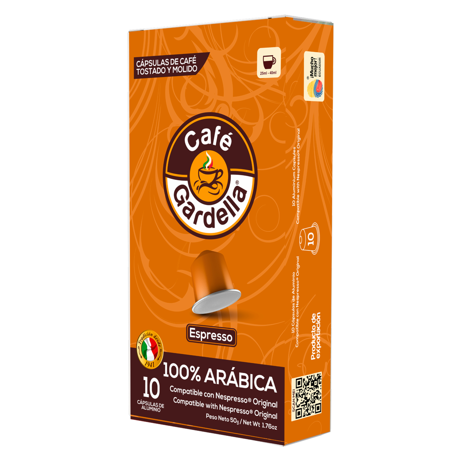 Café En Cápsulas Espresso Compatibles Nespresso Original GARDELLA 10 X 5G