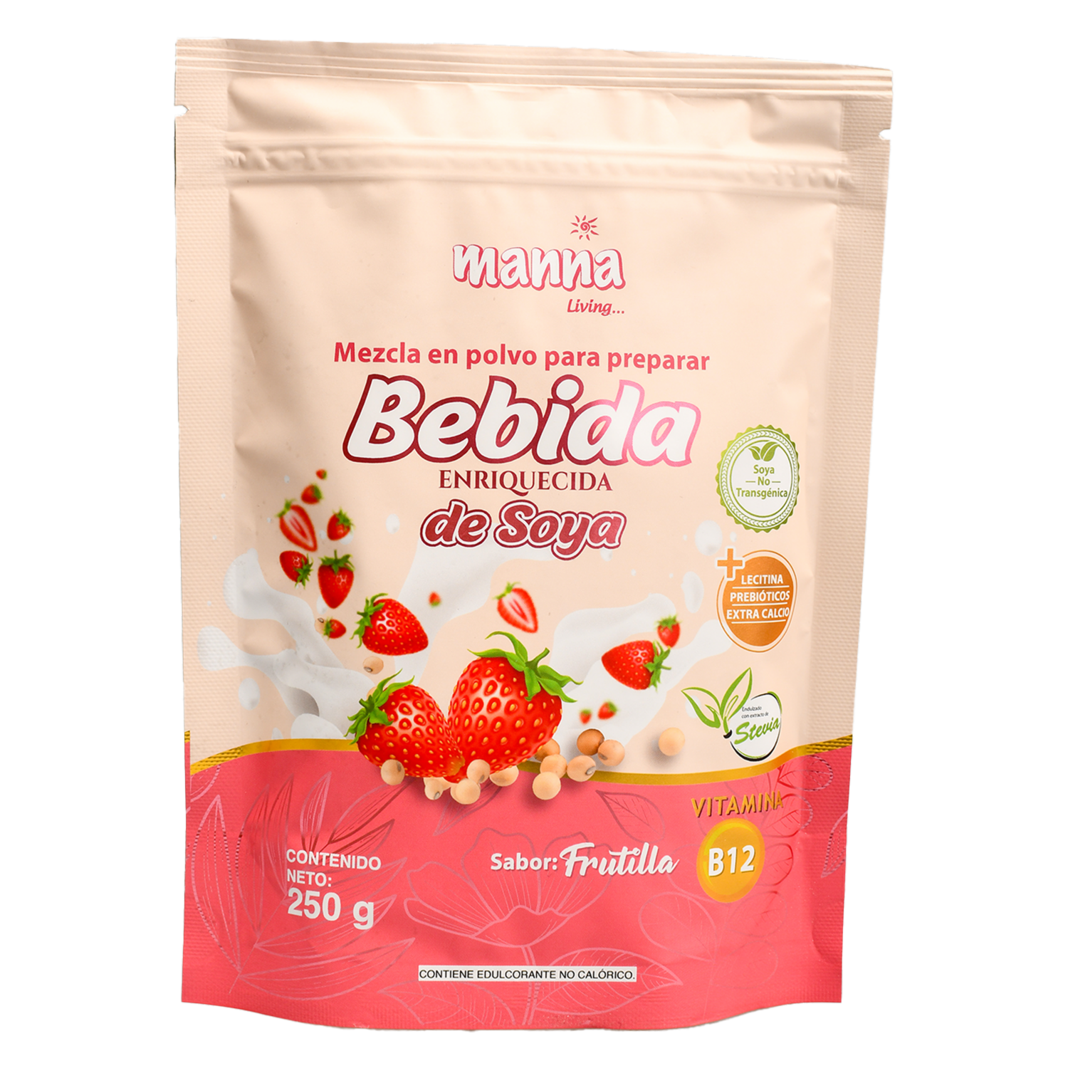 Bebida De Soya En Polvo Sabor A Frutilla MANNA 250 G