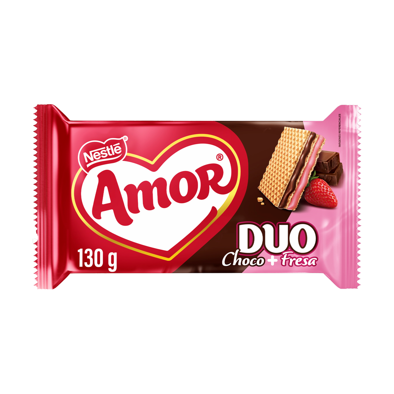 Galletas Dulces Waffer Duo Chocolate+Fresa AMOR 130 G