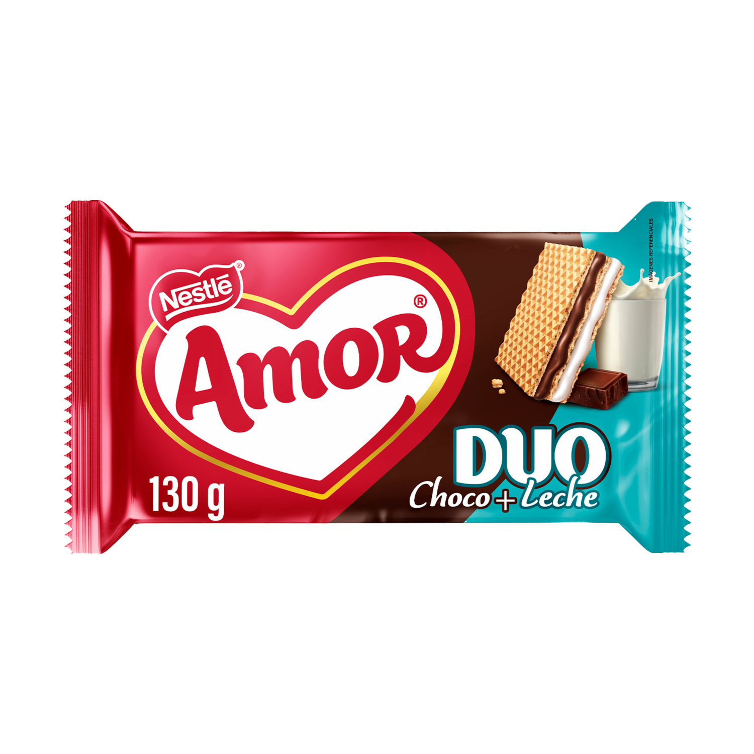 Galletas Dulces Waffer Duo Sabor Leche+Chocolate AMOR 130 G