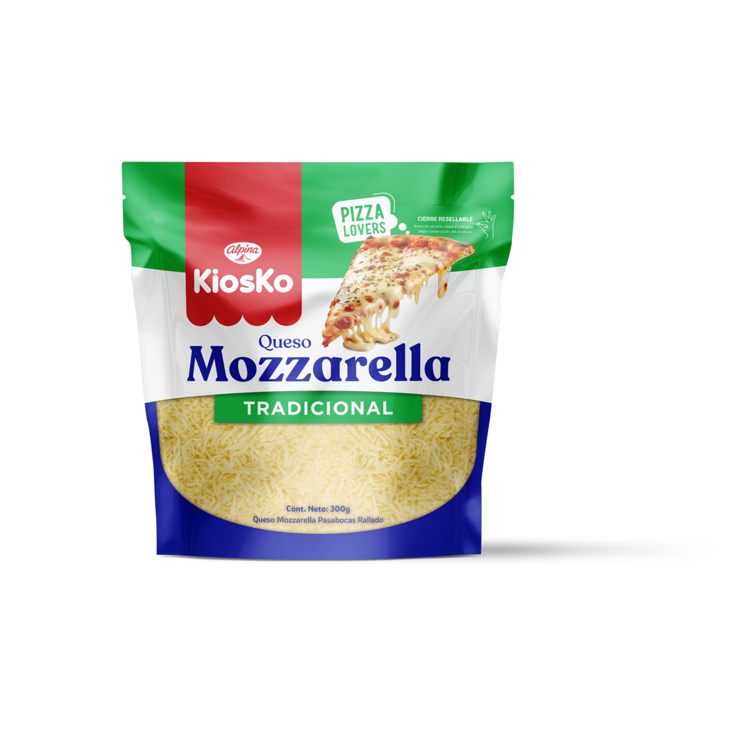 Queso Mozzarella Pizza Rallado KIOSKO 300 G